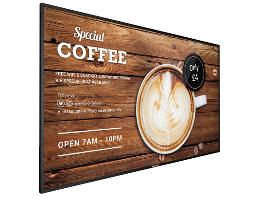 Hisense 55B4E31T Signage Display Digital signage flat panel 139.7 cm (55") Wi-Fi 500 cd/m² 4K Ultra HD Black Built-in processor Android 8.0 16/7 - 55B4E31T - Opened New in Box
