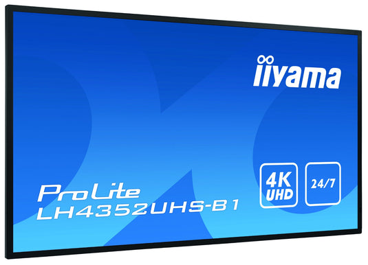iiyama LH4352UHS-B1 Signage Display Digital signage flat panel 108 cm (42.5") IPS 500 cd/m¬? 4K Ultra HD Black Built-in processor Android 8.0 24/7 - TopAV