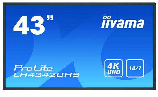 iiyama LH4342UHS-B3 Signage Display Digital signage flat panel 108 cm (42.5") IPS 500 cd/m¬? 4K Ultra HD Black Built-in processor Android 8.0 18/7 - TopAV