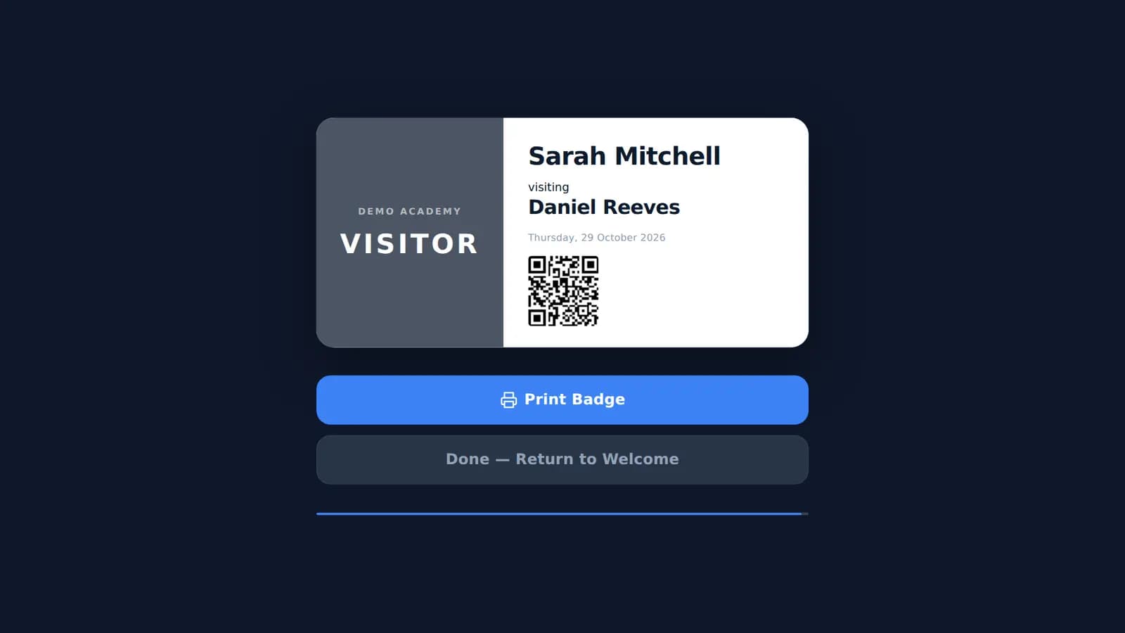 MassVisit kiosk: Badge prints