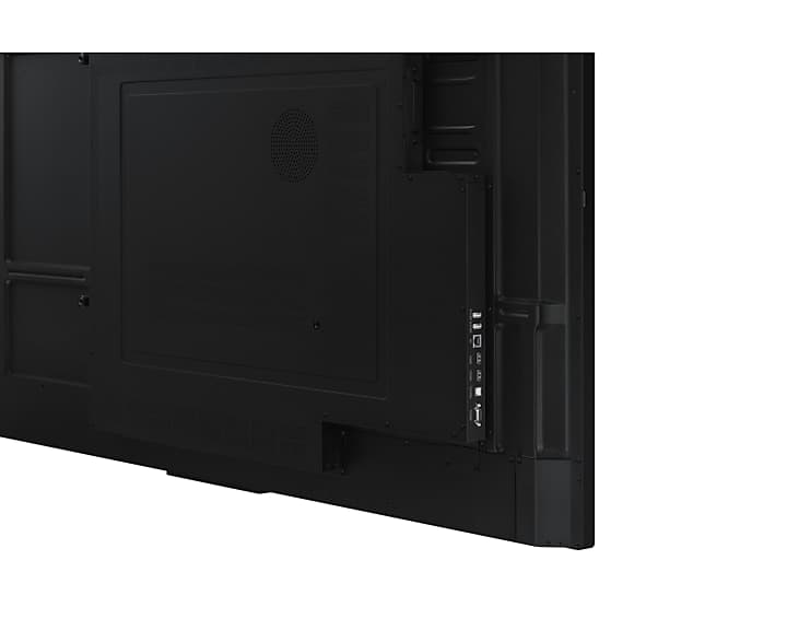 Samsung WA65F 65in interactive display, rear angled view showing VESA mount area and connection panel