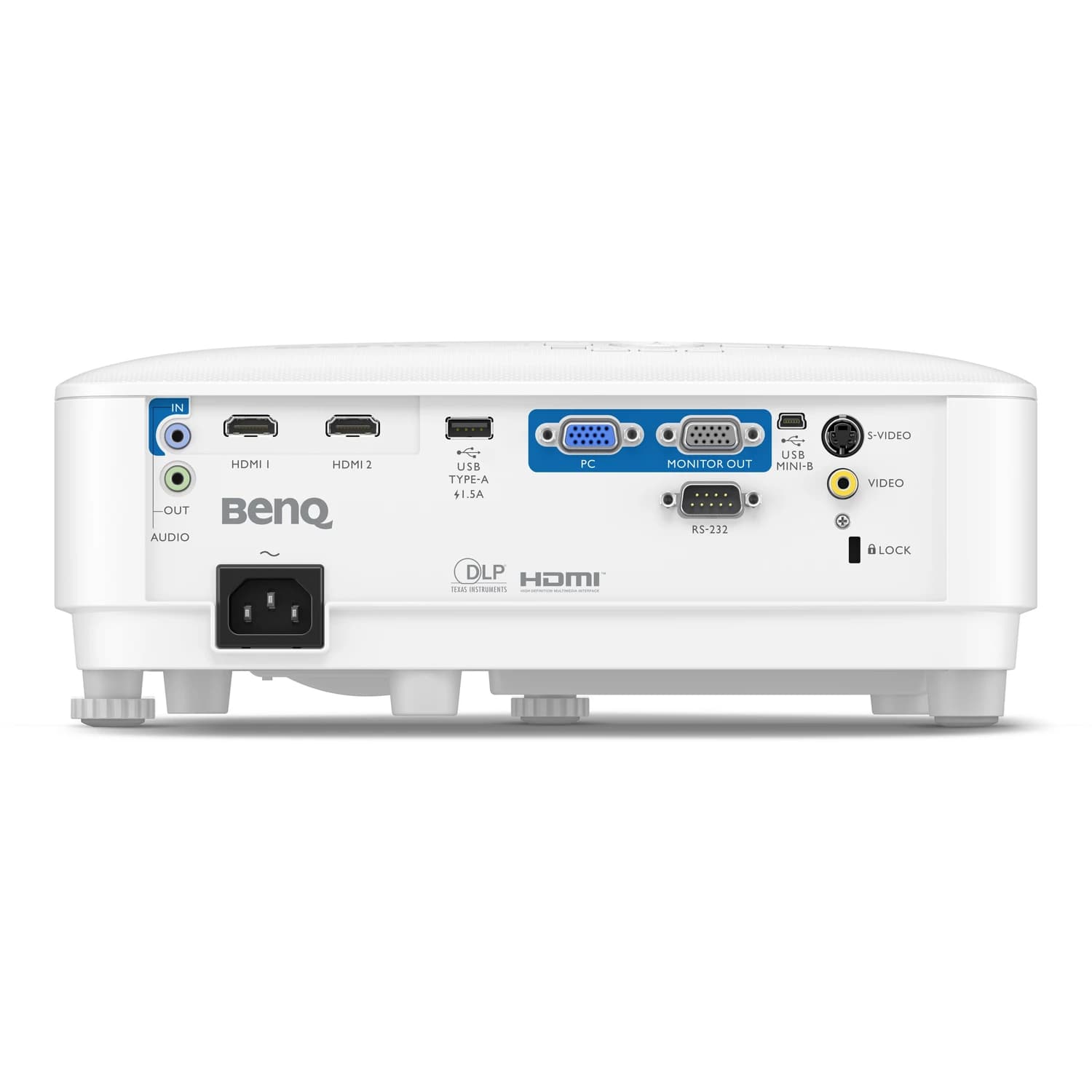 BenQ MH560 projector, rear connection panel