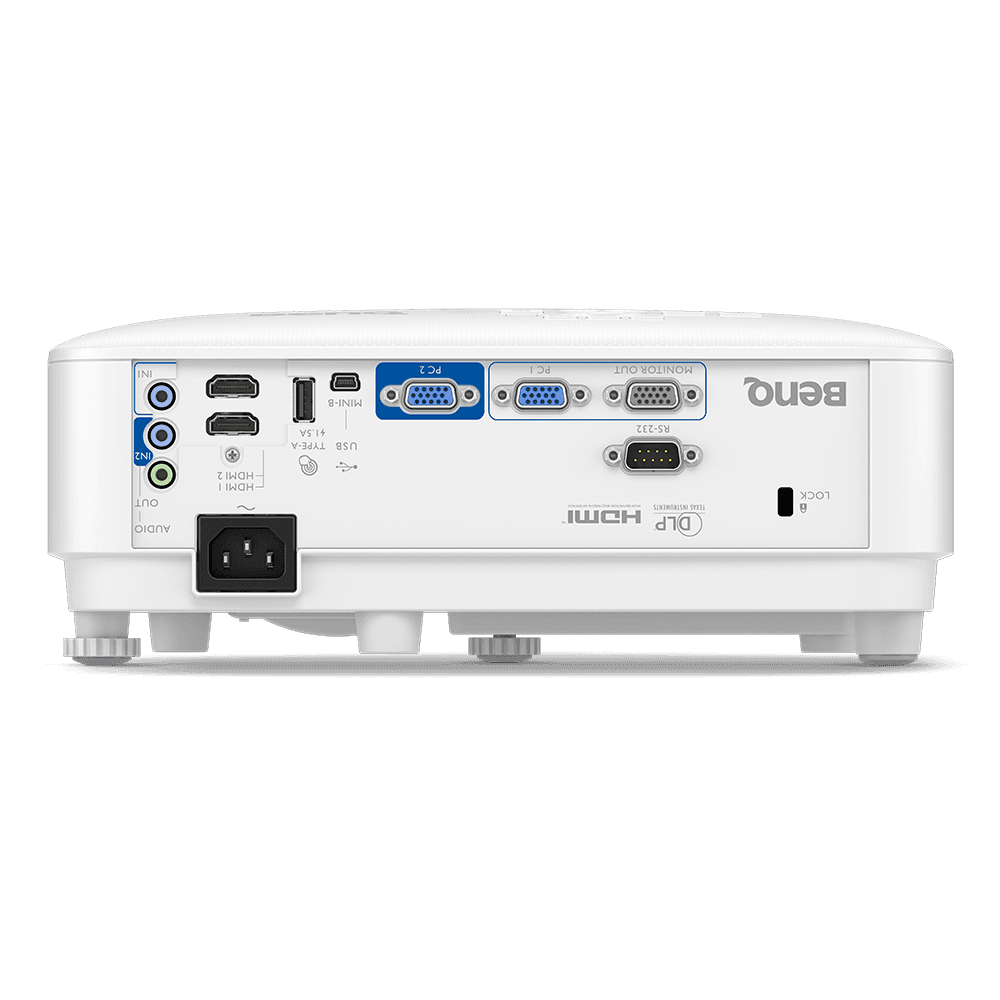 BenQ MW809STH short throw projector, rear view showing connectivity ports