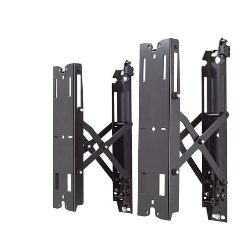 A pair of Chief FCAV1U pull-out assemblies shown alone, scissor arms part-extended behind their black interface plates.