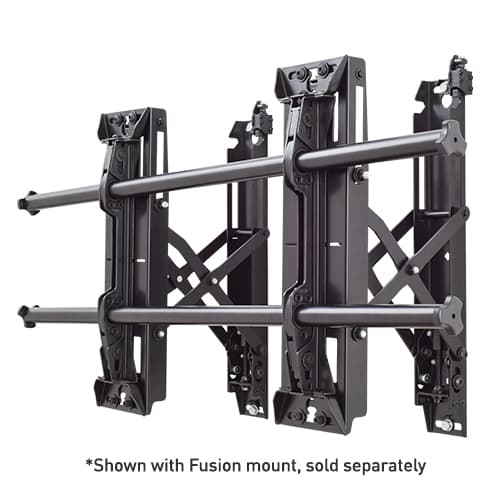 The FCAV1U fitted to a Fusion wall mount rail assembly; the caption on the image notes the Fusion mount shown is sold separately.