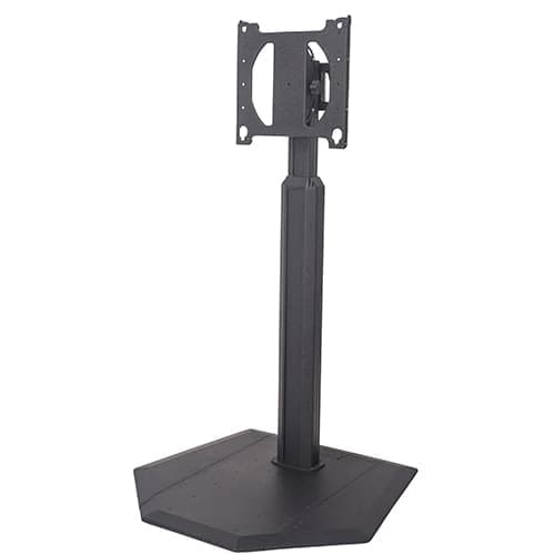 Chief PRSU portable flat panel stand in black, shown assembled with its hexagonal weighted base and empty VESA interface plate.