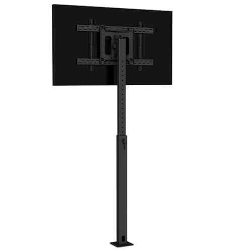 Chief PFB1UB single flat panel bolt-down mount seen from behind, with a landscape display fitted to the head at the top of the floor-anchored column.