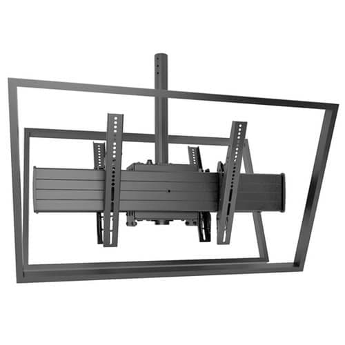 Chief XCB1U Fusion extra-large ceiling mount shown with two outlined display frames fitted back to back on the single-pole head.
