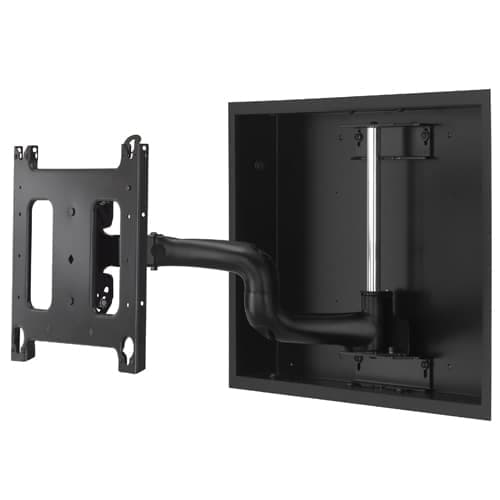 Chief PWRIWUB large low-profile in-wall swing arm mount shown recessed into a wall cavity with the arm and VESA interface extended out from the wall.