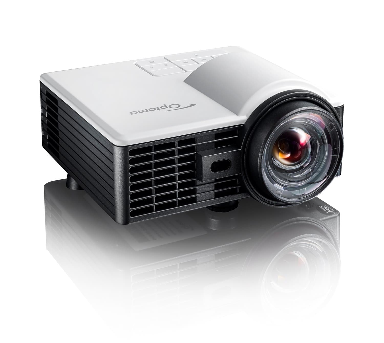 Optoma ML1050STi short throw LED projector angled view