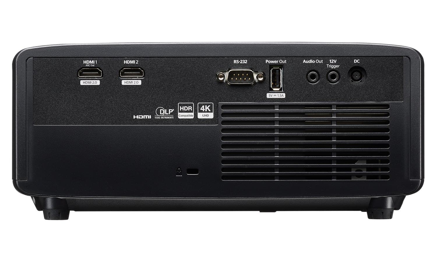 Optoma UZ38X 4K UHD laser home projector angled view
