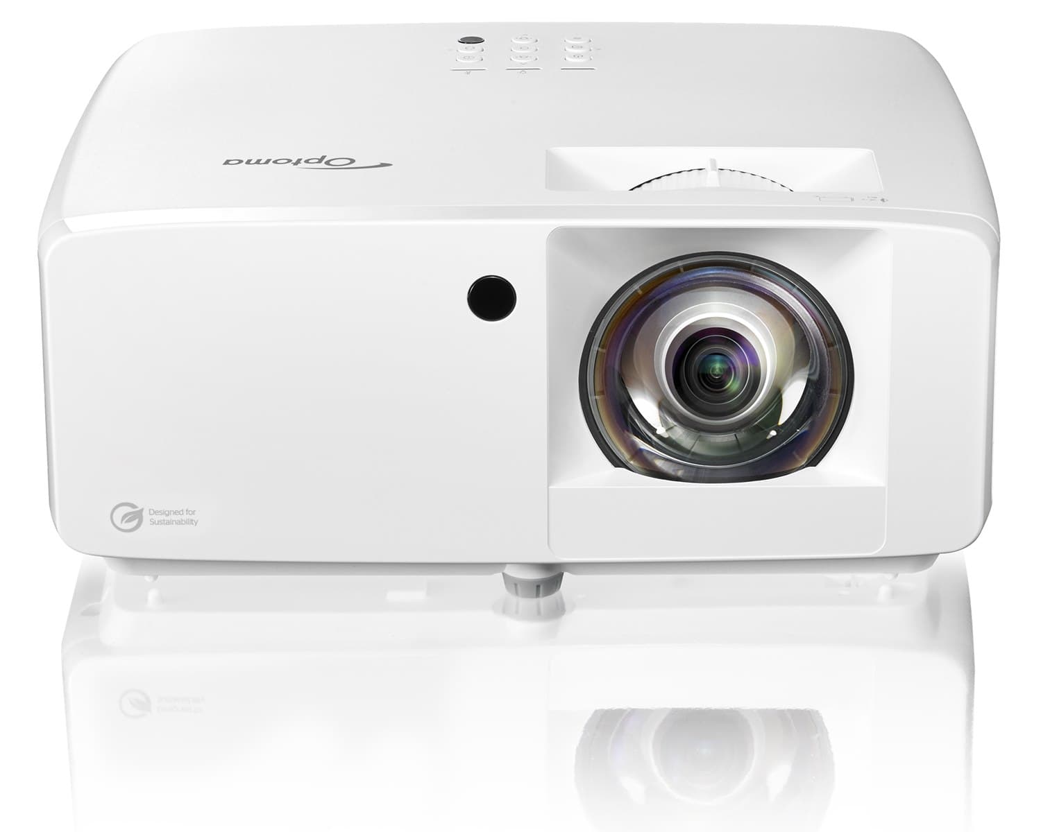 Optoma ZH451ST short throw Full HD laser projector angled view
