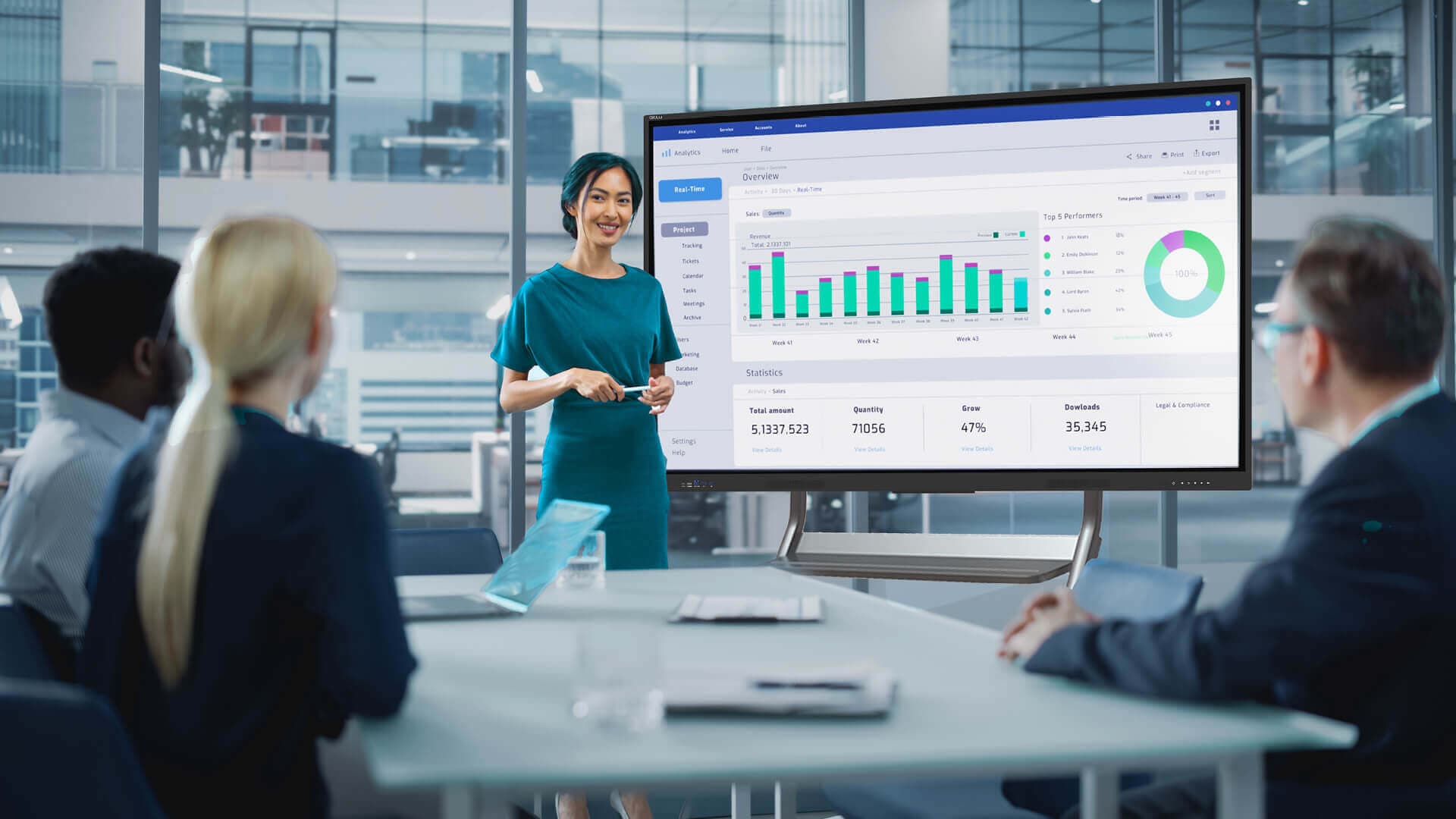 Avocor E50 Series in an office meeting room — manufacturer series lifestyle shot, not this exact screen size