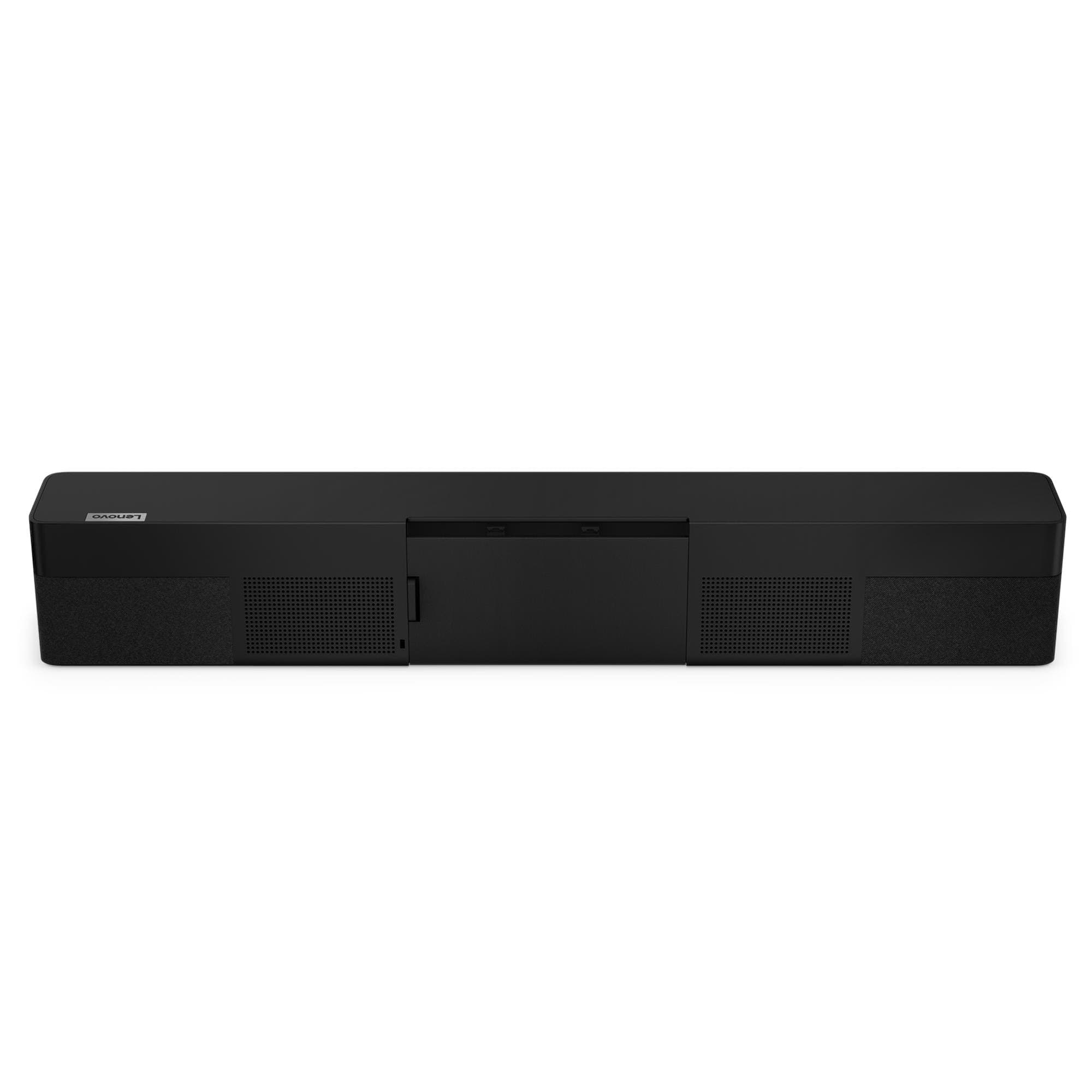 Lenovo ThinkSmart One Pro All-in-One Video Bar for Microsoft Teams Rooms with ThinkSmart Controller — the ThinkSmart One Pro video bar from the rear three-quarter. Official Lenovo product image. This shot shows the video bar on its own; this SKU is supplied with the ThinkSmart Controller.