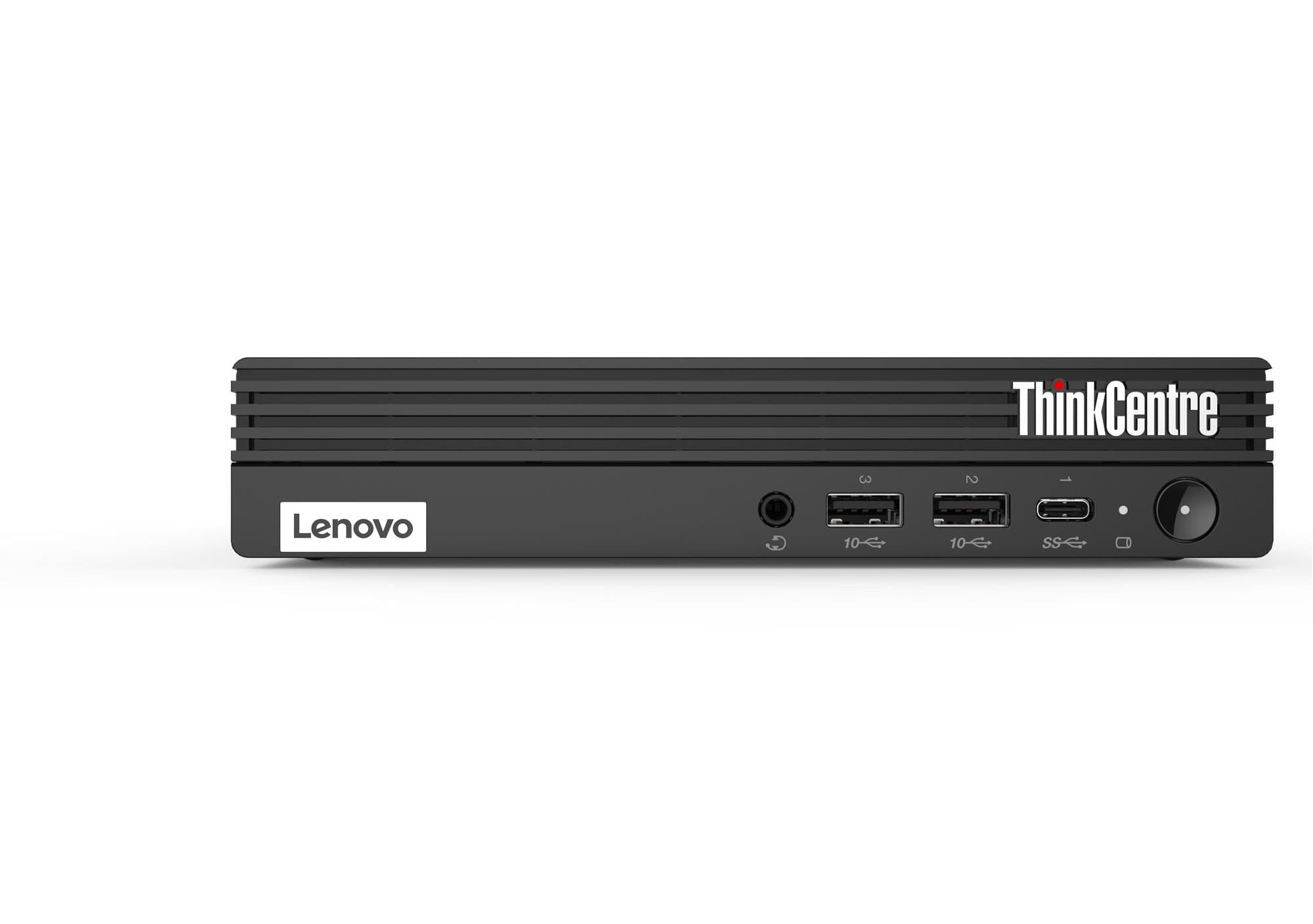 Lenovo ThinkSmart Tiny Kit Meeting Room Compute Kit with ThinkSmart Controller — front of the compute unit showing the USB and audio ports. Official Lenovo product image.