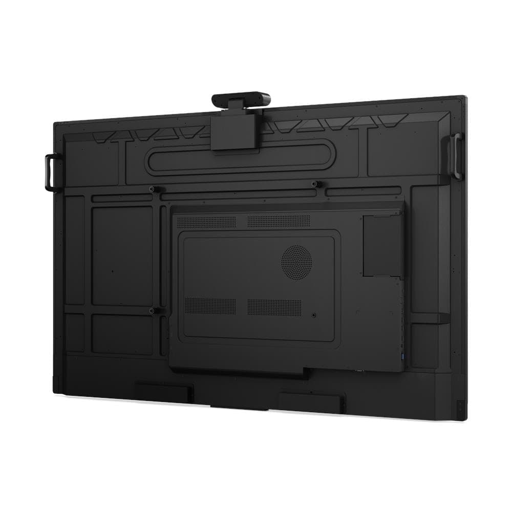 Lenovo ThinkVision T65 65-inch 4K Interactive Touch Display with ThinkPlus MD80 Wireless Dongle — rear of the display showing the VESA mounting pattern and rear housing. Official Lenovo product image.