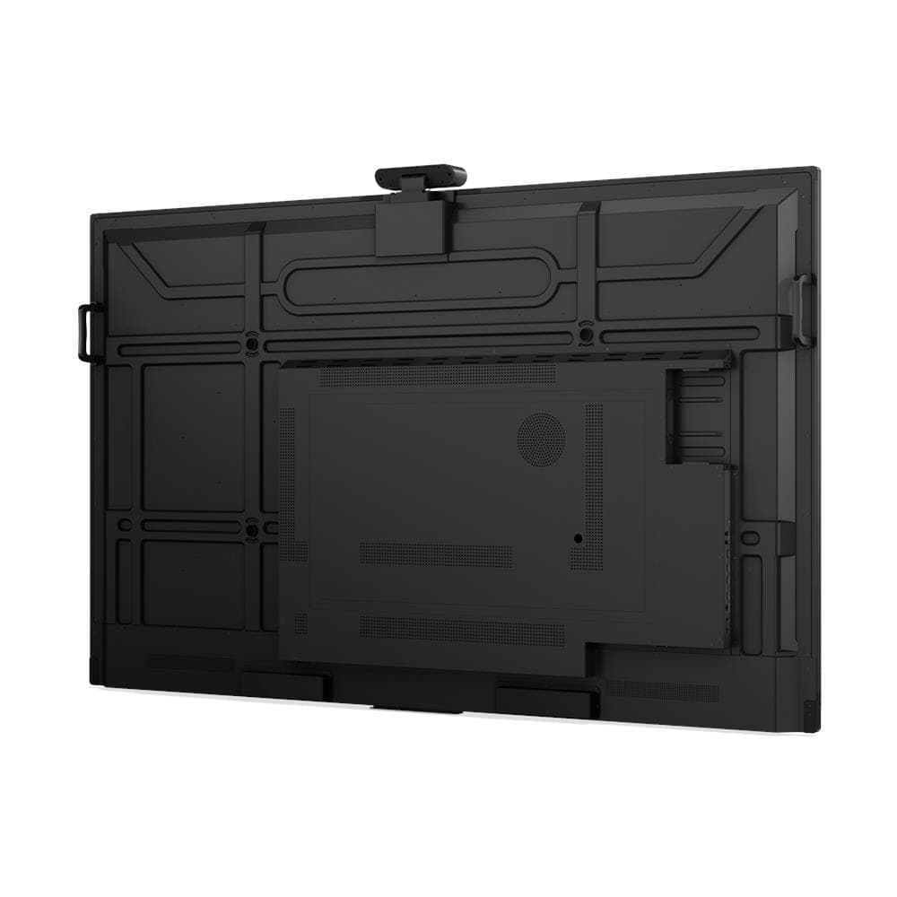 Lenovo ThinkVision T75 75-inch 4K Interactive Touch Display with ThinkPlus MD80 Wireless Dongle — rear of the display showing the VESA mounting pattern and rear housing. Official Lenovo product image.