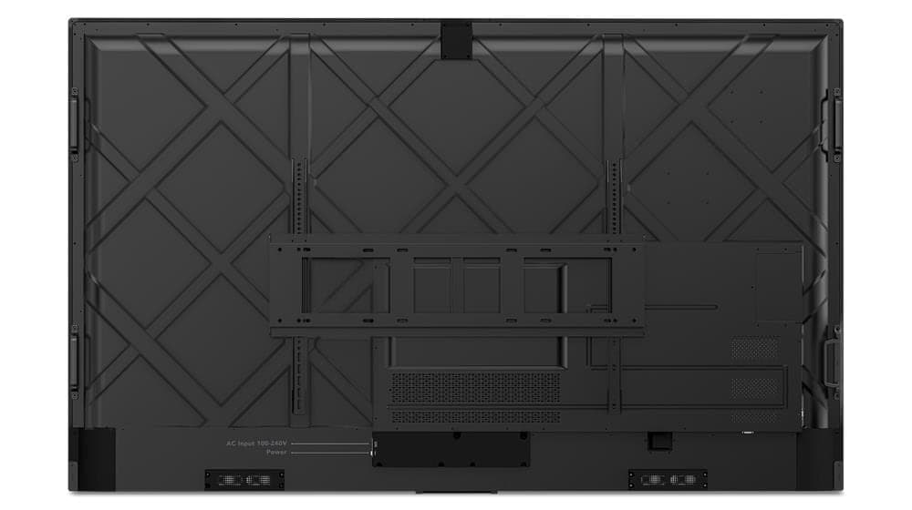 Lenovo ThinkVision T86 86-inch 4K Interactive Touch Display — rear of the display showing the VESA mounting pattern and rear housing. Official Lenovo product image.