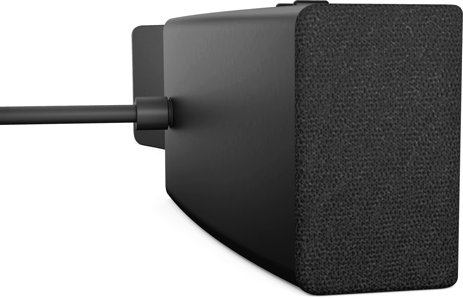Dell Pro Premium Conferencing Soundbar SB725 — end-on close-up of the speaker grille and cable entry. Official Dell product image.