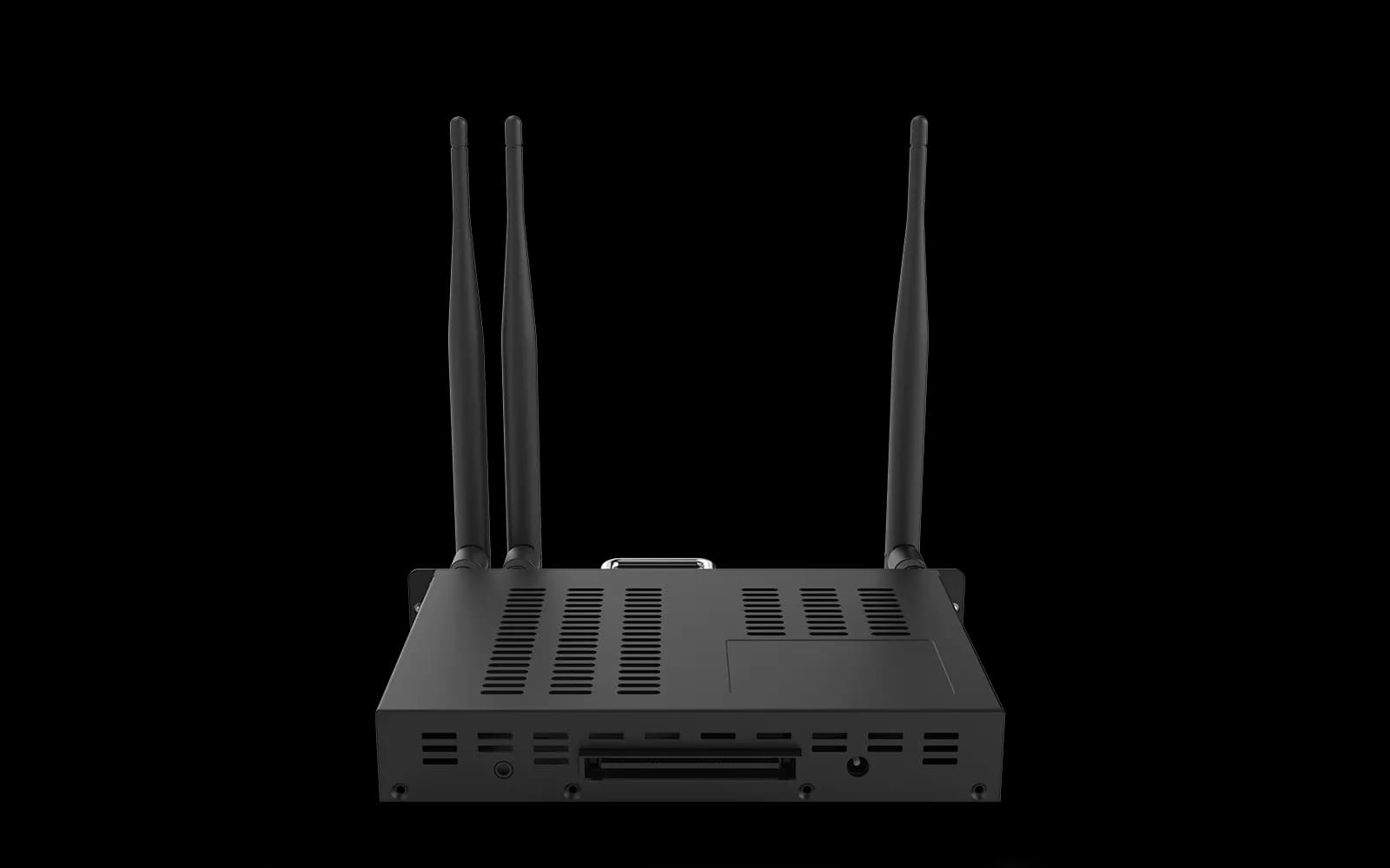 BenQ TEY1A Android EDLA OPS slot-in PC, rear view showing the OPS edge connector and Wi-Fi antennas
