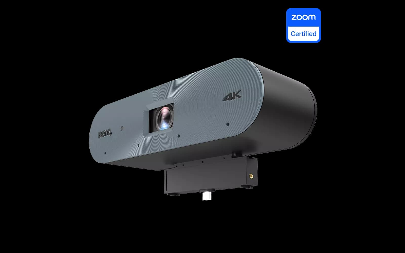 BenQ DV01K 4K conference camera, three-quarter view from the left on its display bracket