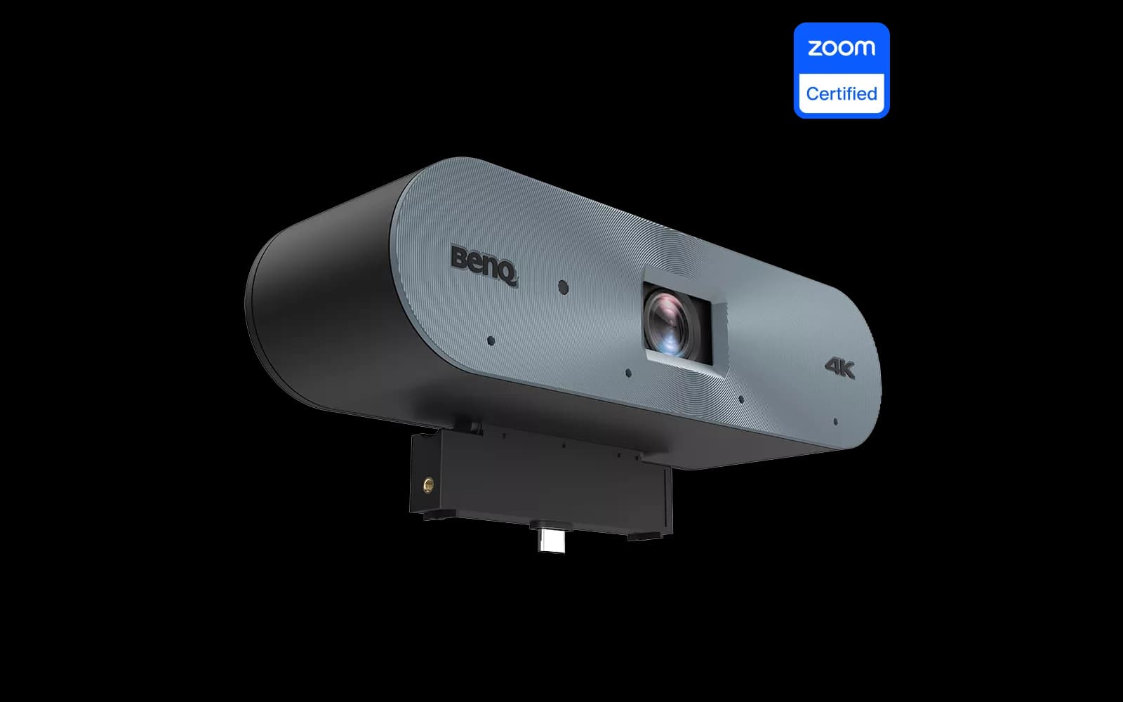 BenQ DV01K 4K conference camera, three-quarter view from the right on its display bracket