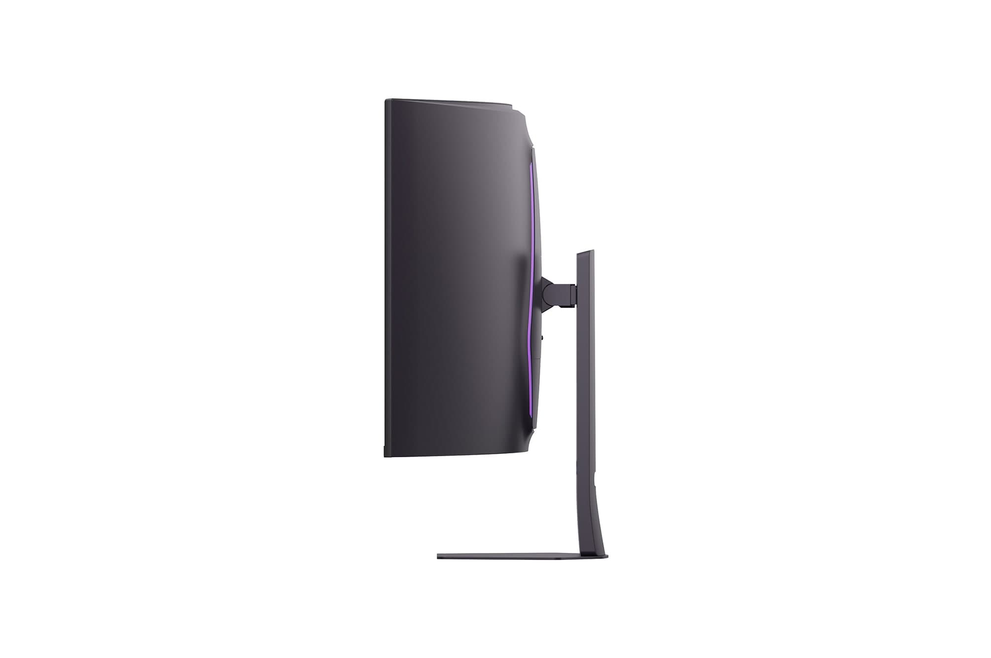LG UltraGear evo 52G930B-B, side profile on its stand showing the 1000R curve