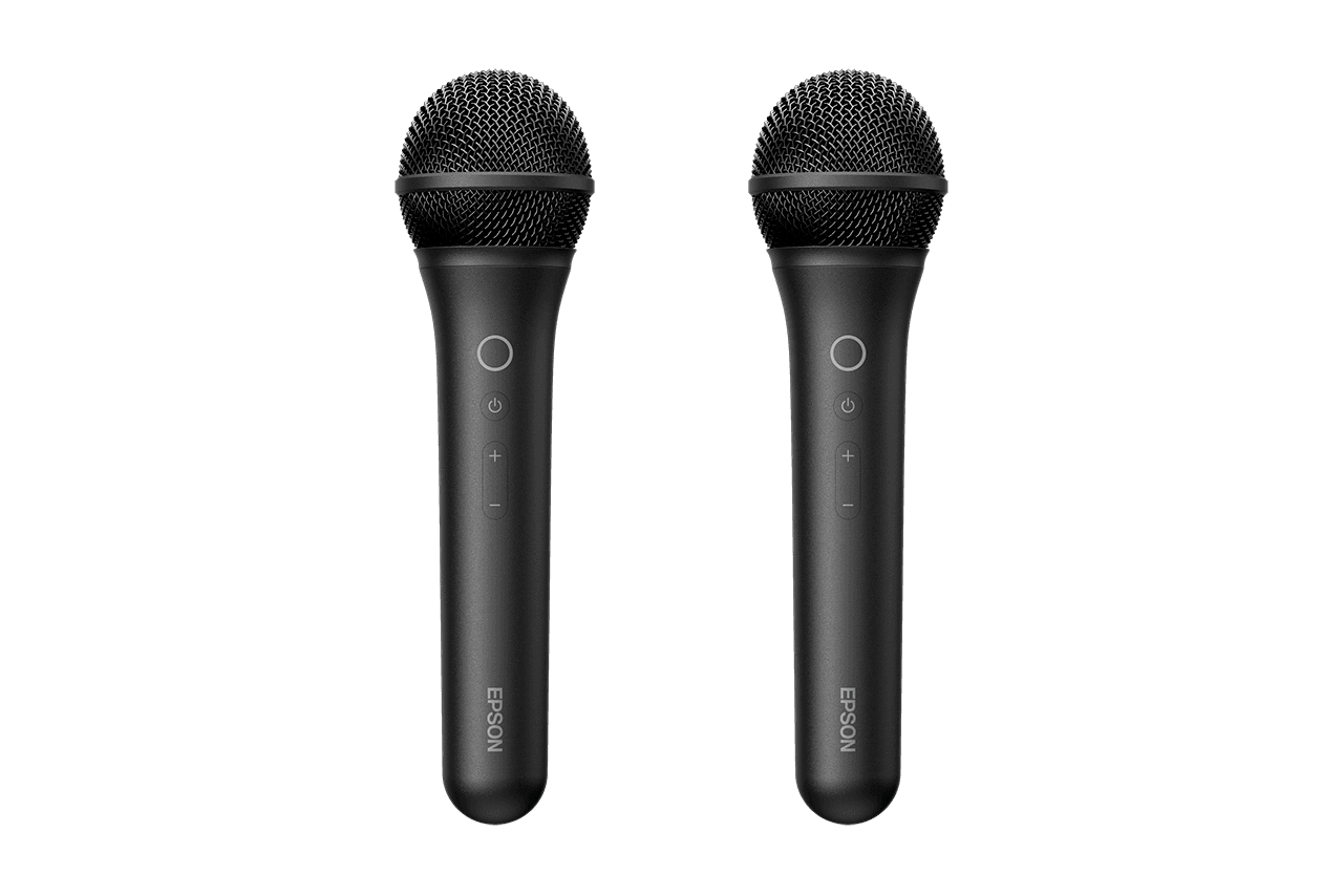 Epson ELPKM01 wireless karaoke microphone pair, product photo
