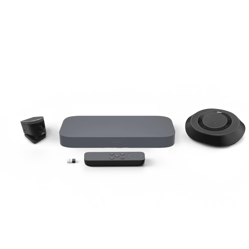 ASUS Room Kit for Google Meet GQE20A Starter Kit — the Starter Kit components together: compute system, ePTZ UHD camera, speakerphone and remote control. Official ASUS product image.