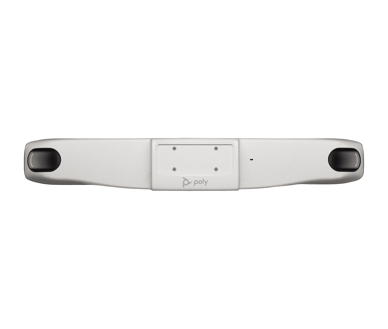 Poly Studio X70 all-in-one video bar in black, rear view showing the connector panel