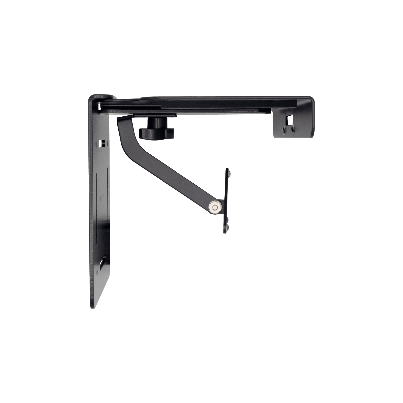 Poly camera mounting bracket, profile view of the assembled bracket