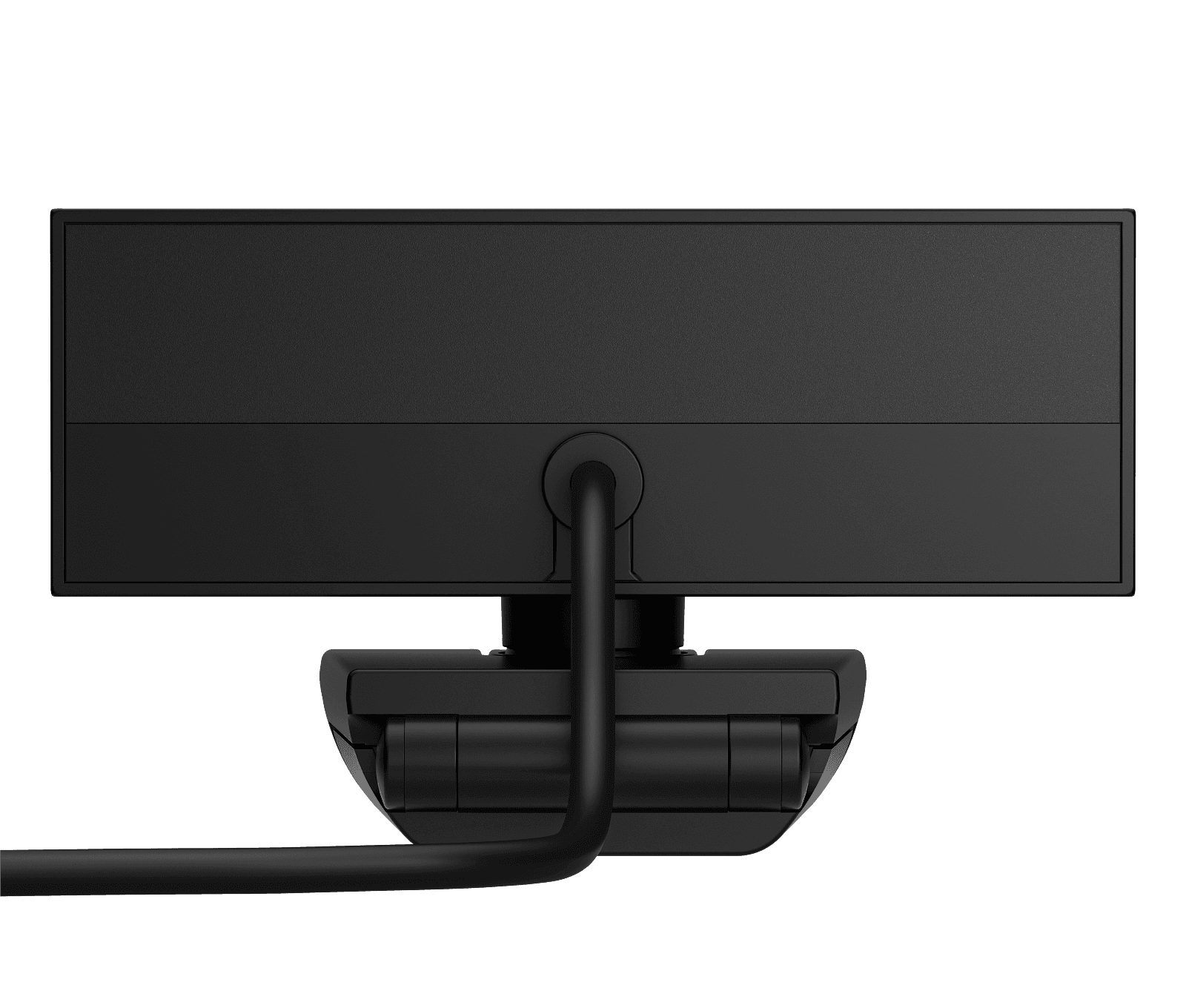 HP 625 FHD Webcam in jet black, rear view showing the mount and USB cable exit