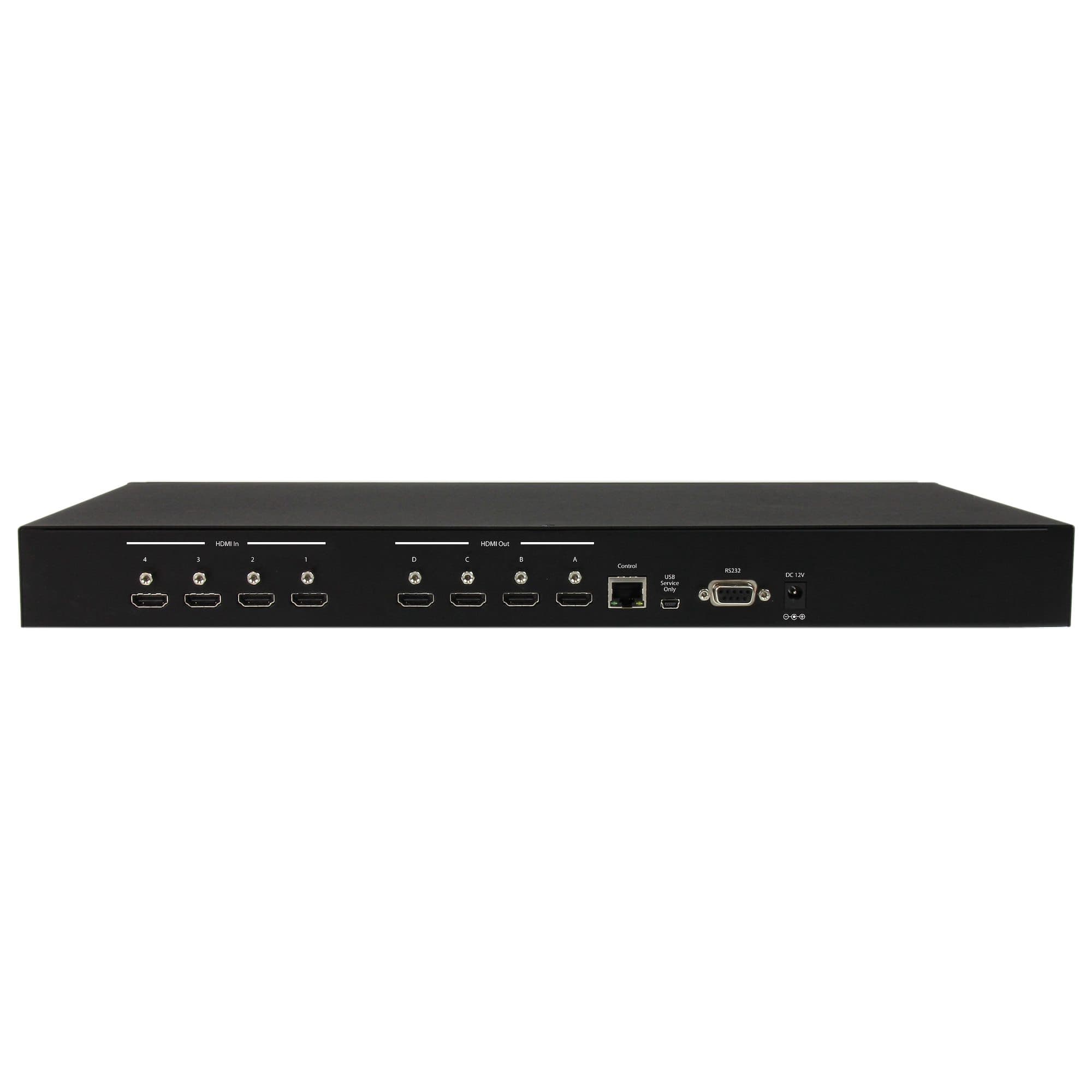 StarTech.com VS424HDPIP 4x4 HDMI Matrix Switch with Picture-and-Picture Multiviewer - rear panel connectors - four HDMI inputs, four HDMI outputs, Ethernet and RS-232