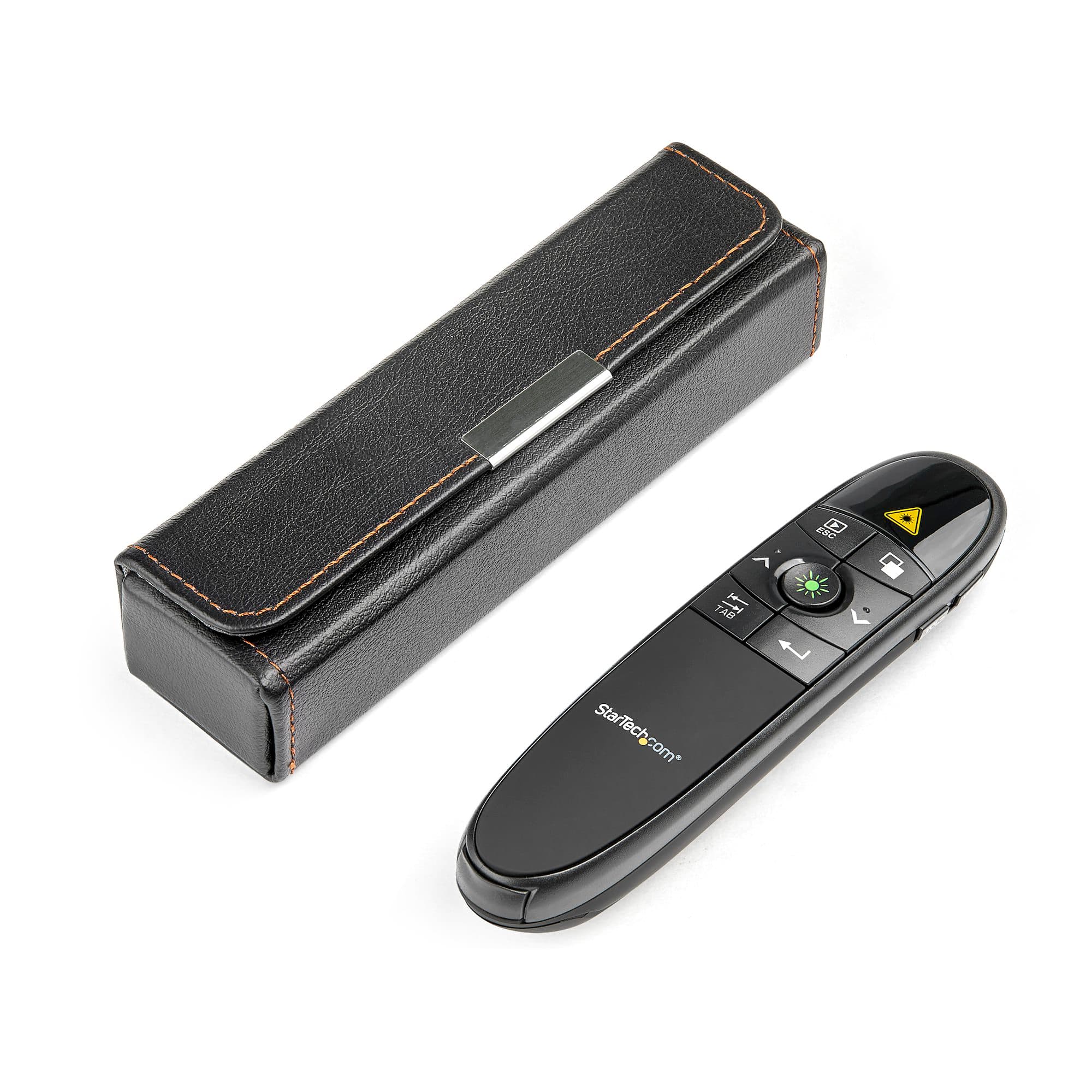 StarTech.com PRESREMOTEG Wireless Presentation Remote with Green Laser Pointer - the remote alongside its carry case