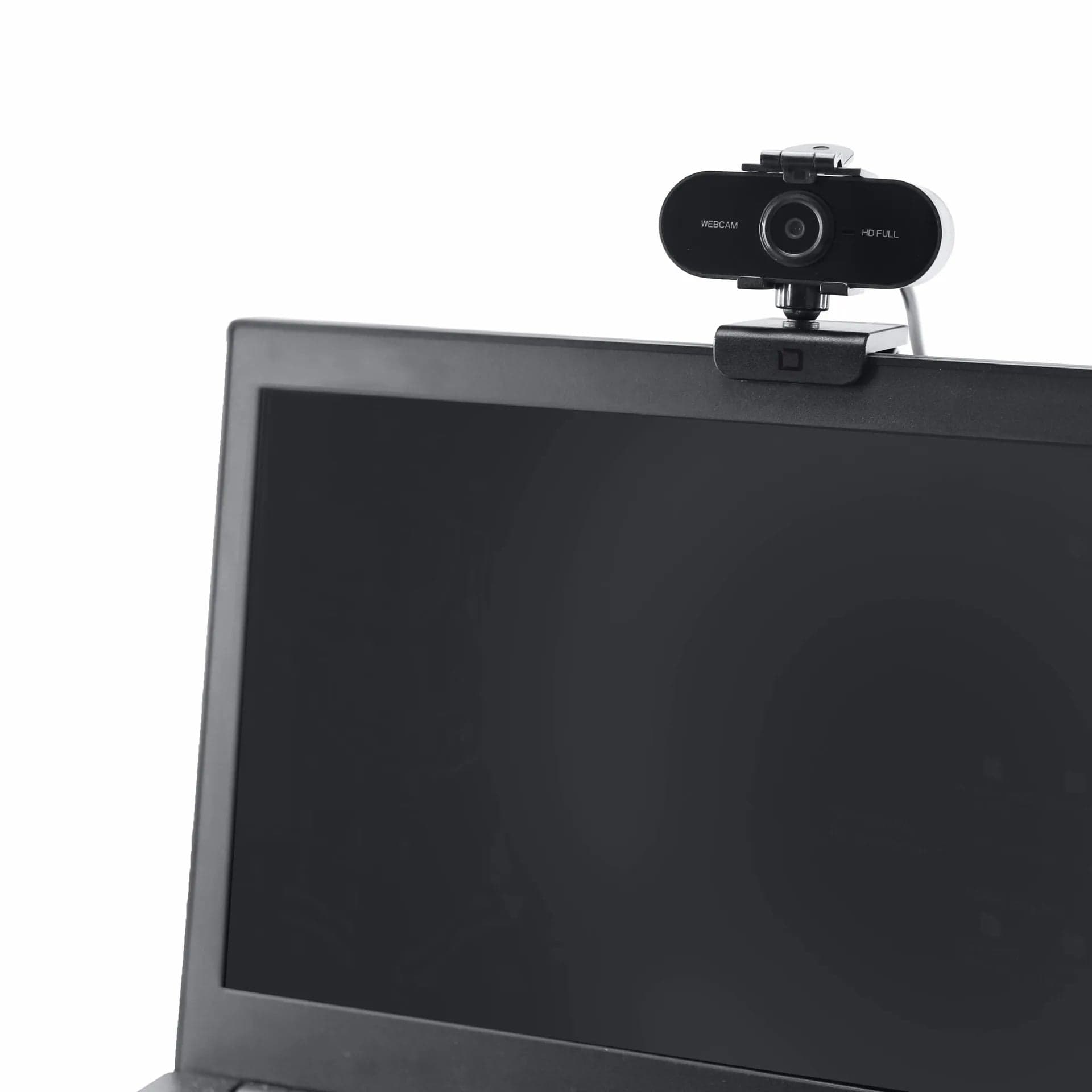 DICOTA D31841 Webcam PRO Plus Full HD - the webcam clipped to the top edge of a screen, angled view