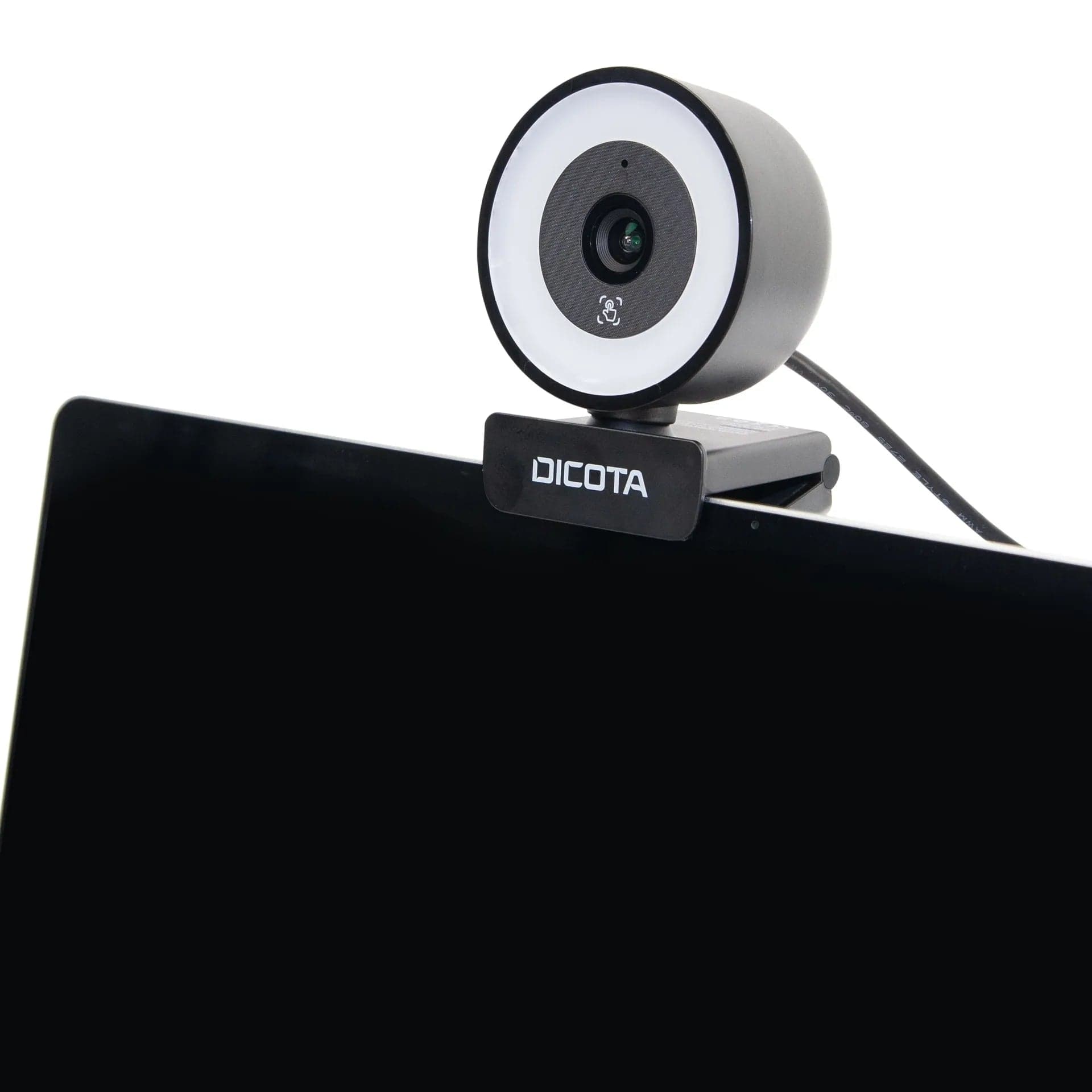 DICOTA D32066 Webcam Ringlight 5MP - the webcam mounted on the top edge of a monitor