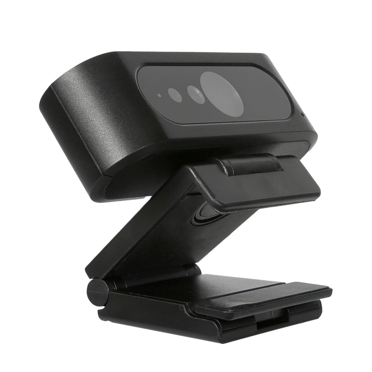 Targus AVC045GL Webcam with IR Facial Recognition - three-quarter view on the folded monitor clip