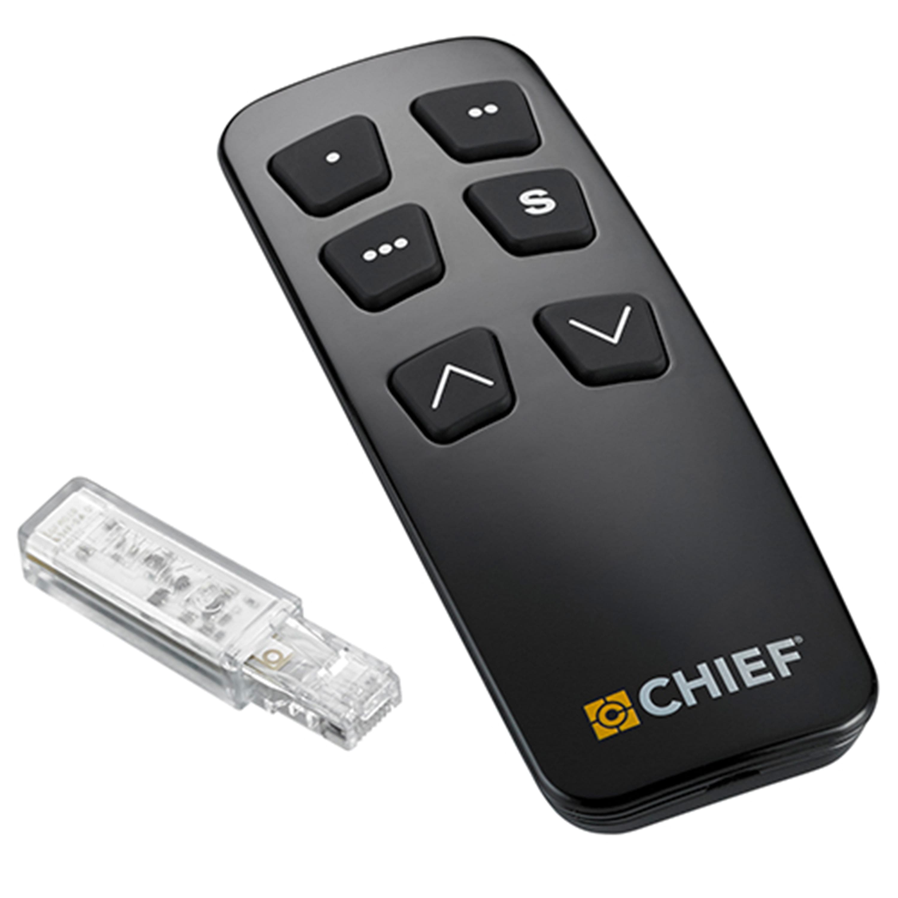Chief PACREM Bluetooth Remote and Dongle - manufacturer product photo of the remote and Bluetooth dongle