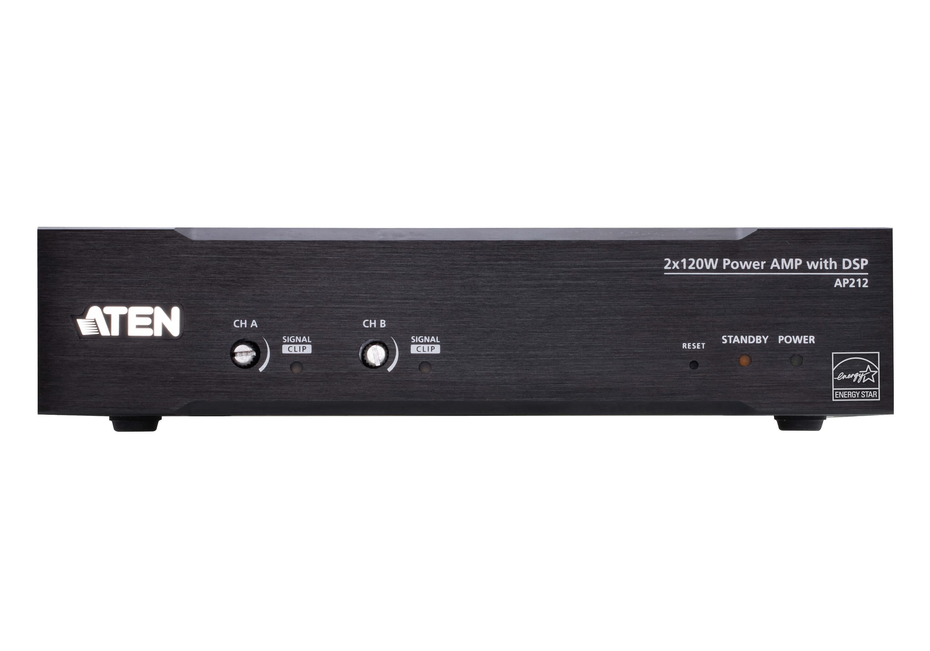 ATEN AP212 2 x 120W Power Amplifier with DSP — additional product view from ATEN (angle not stated by ATEN)