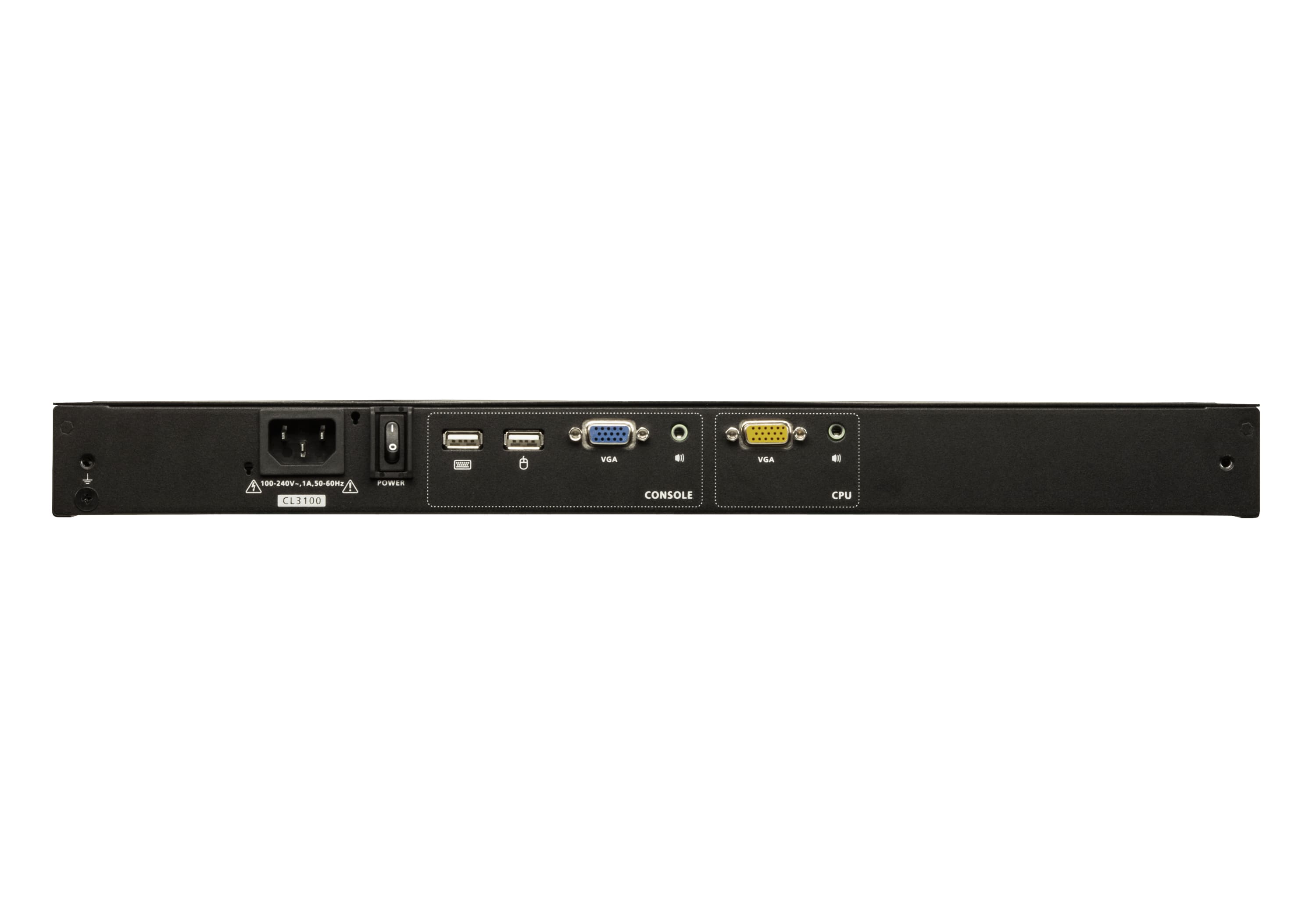 ATEN CL3100NX Ultra Short Depth Single Rail WideScreen LCD Console (USB,VGA) — additional product view from ATEN (angle not stated by ATEN)