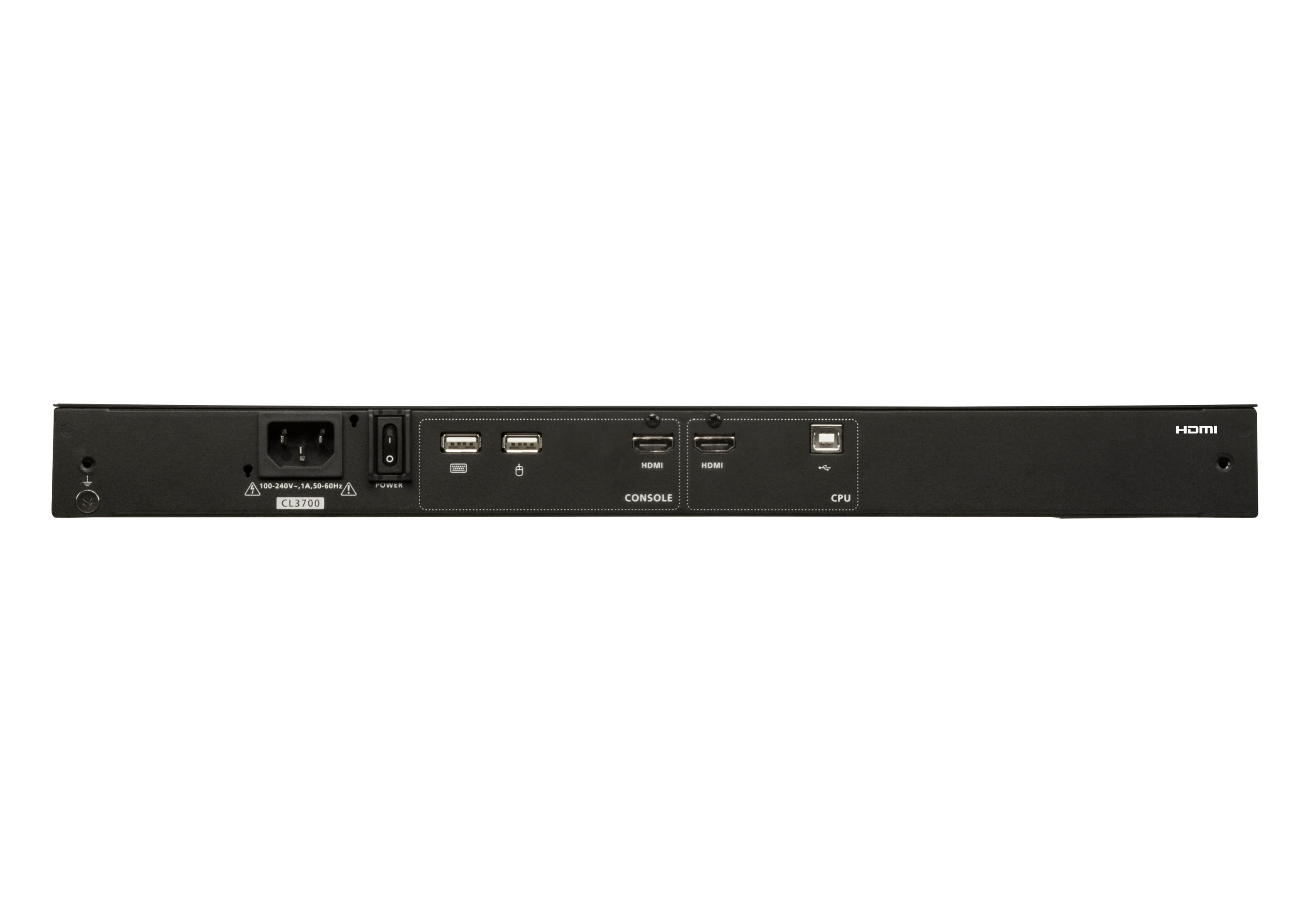ATEN CL3700NW Ultra Short Depth Single Rail WideScreen LCD Console (USB, HDMI) — additional product view from ATEN (angle not stated by ATEN)