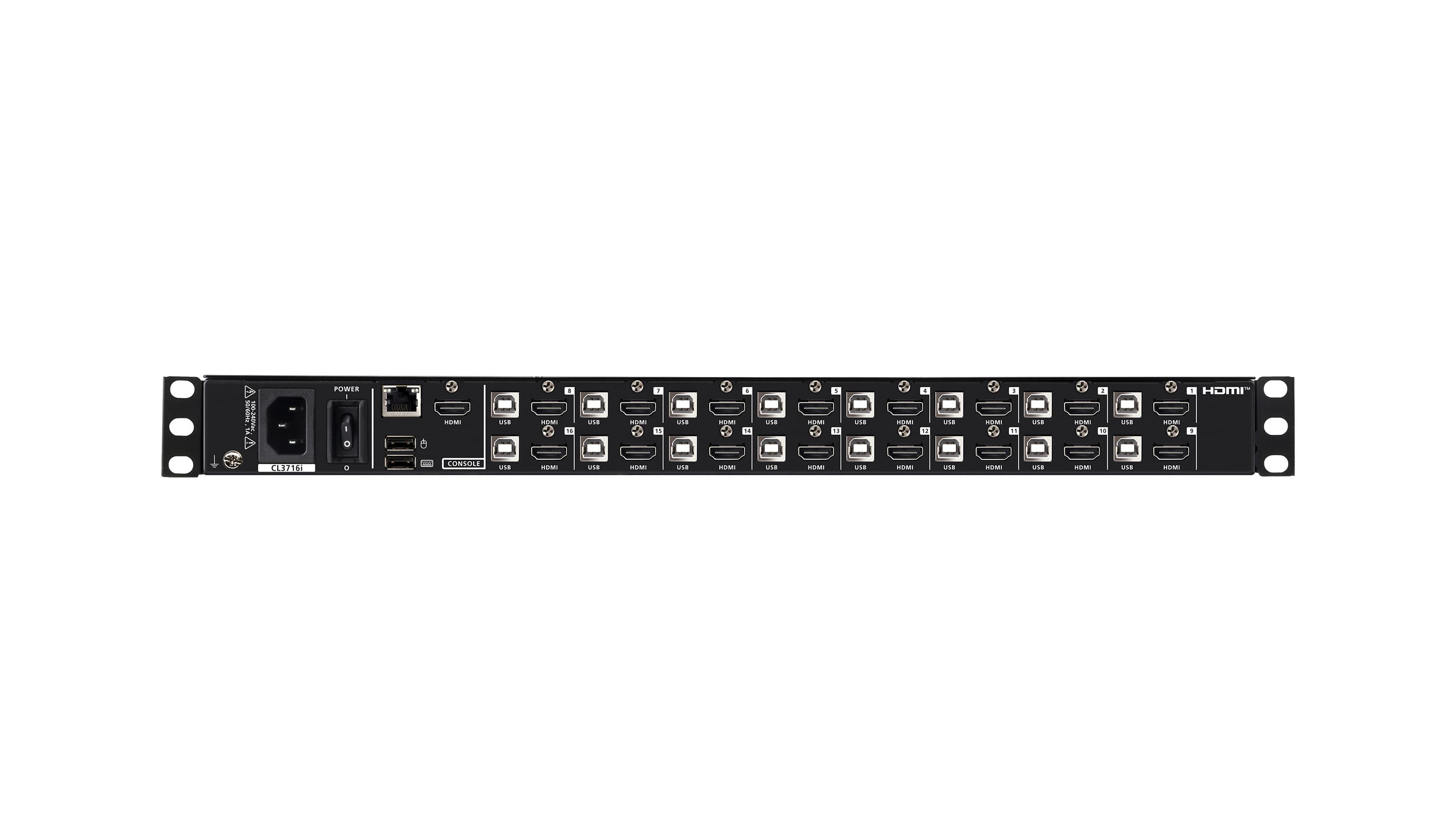 ATEN CL3716INW 1-Local/Remote Shared Access 16-Port USB HDMI Single Rail WideScreen FHD LCD KVM over IP Switch — additional product view from ATEN (angle not stated by ATEN)