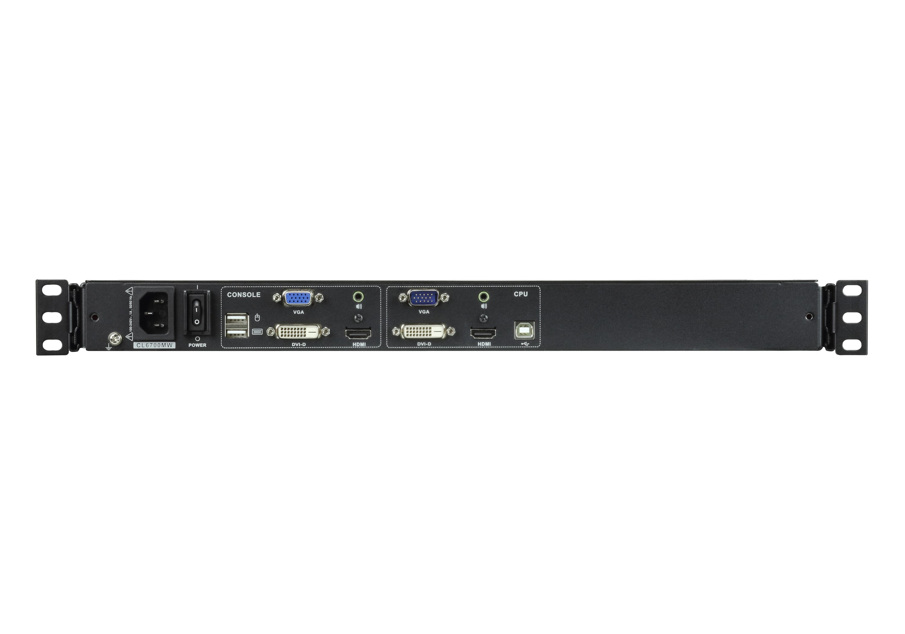 ATEN CL6700MW Single Rail LCD Console (USB, HDMI / DVI / VGA) — additional product view from ATEN (angle not stated by ATEN)