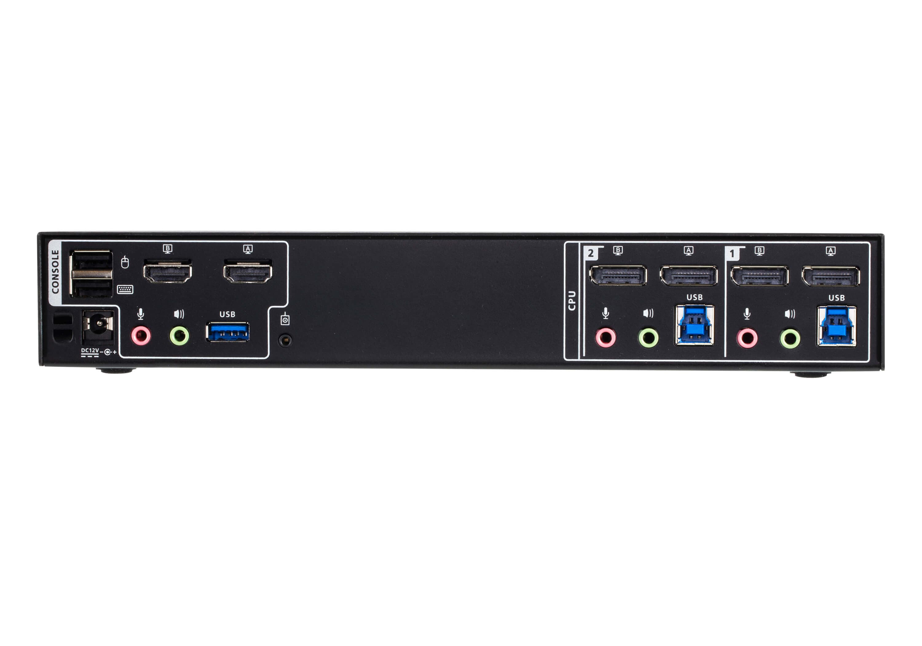 ATEN CM1942 2-Port 4K DisplayPort Dual Display Mini-Matrix Boundless KVM Switch — additional product view from ATEN (angle not stated by ATEN)