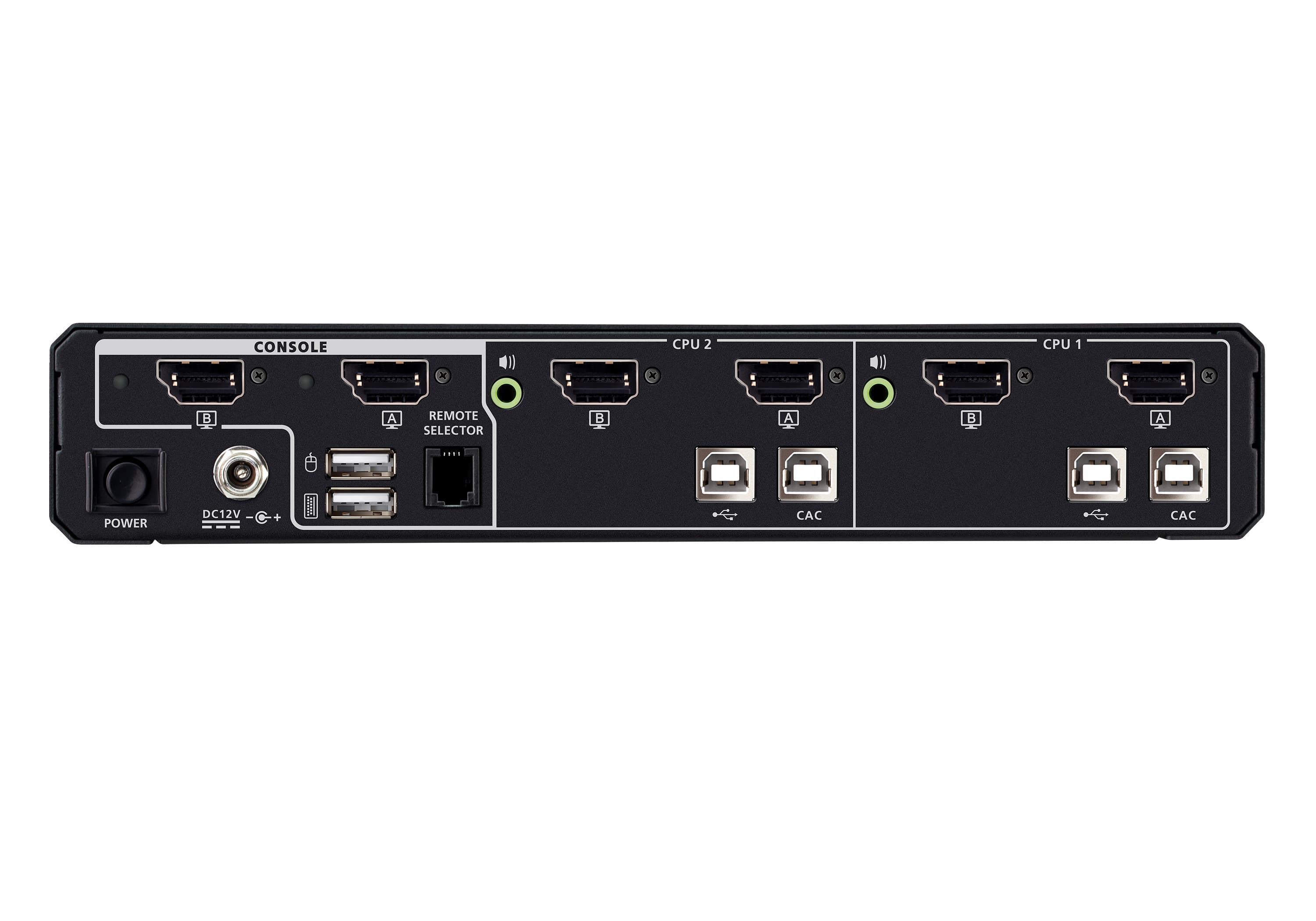 ATEN CS1142DPH4C 2-Port USB 5K DisplayPort/HDMI Dual Display Universal Secure KVM Switch with CAC (PSD PP v4.0 Compliant) — additional product view from ATEN (angle not stated by ATEN)