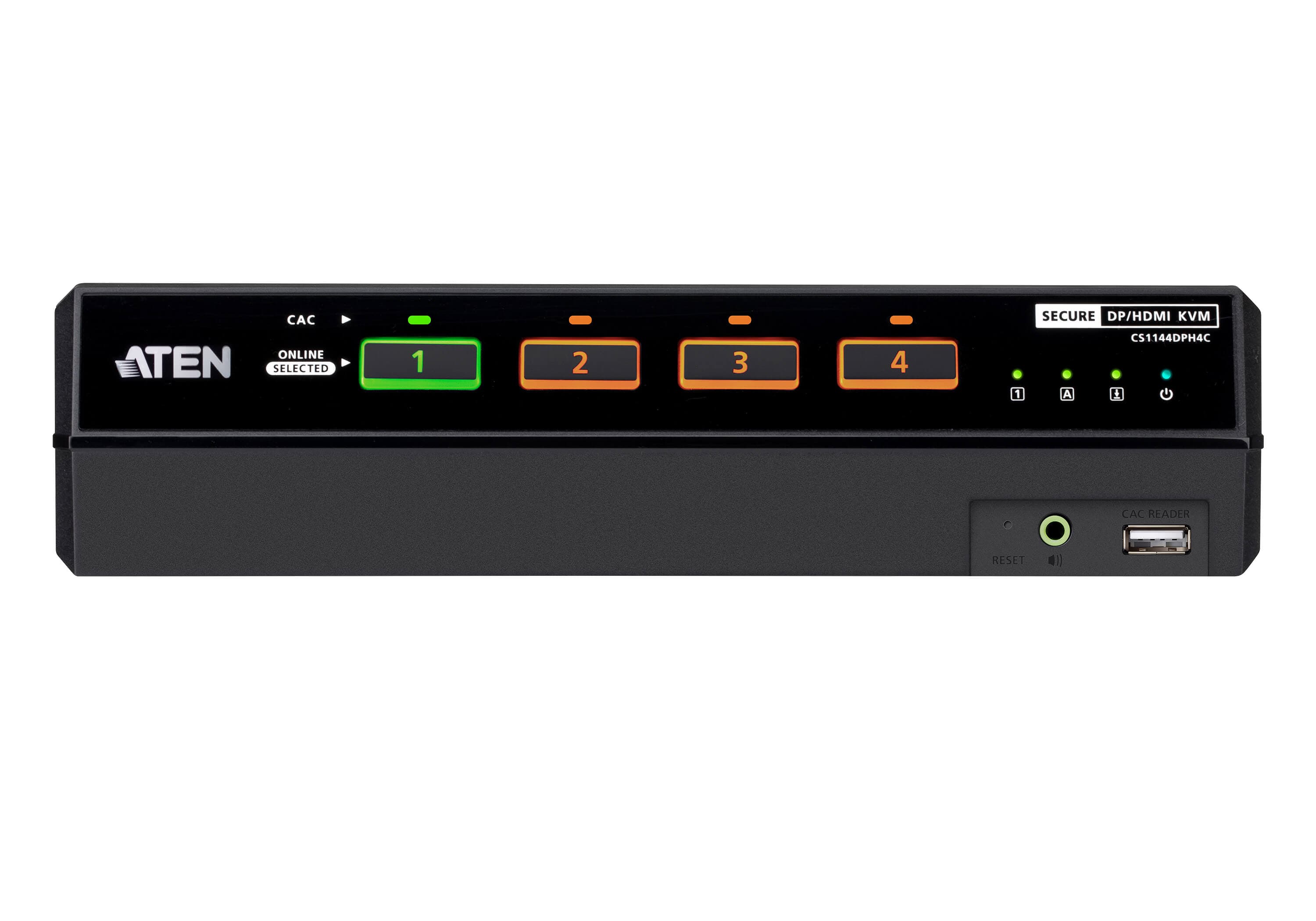 ATEN CS1144DPH4C 4-Port USB 5K DisplayPort/HDMI Dual Display Universal Secure KVM Switch with CAC (PSD PP v4.0 Compliant) — additional product view from ATEN (angle not stated by ATEN)