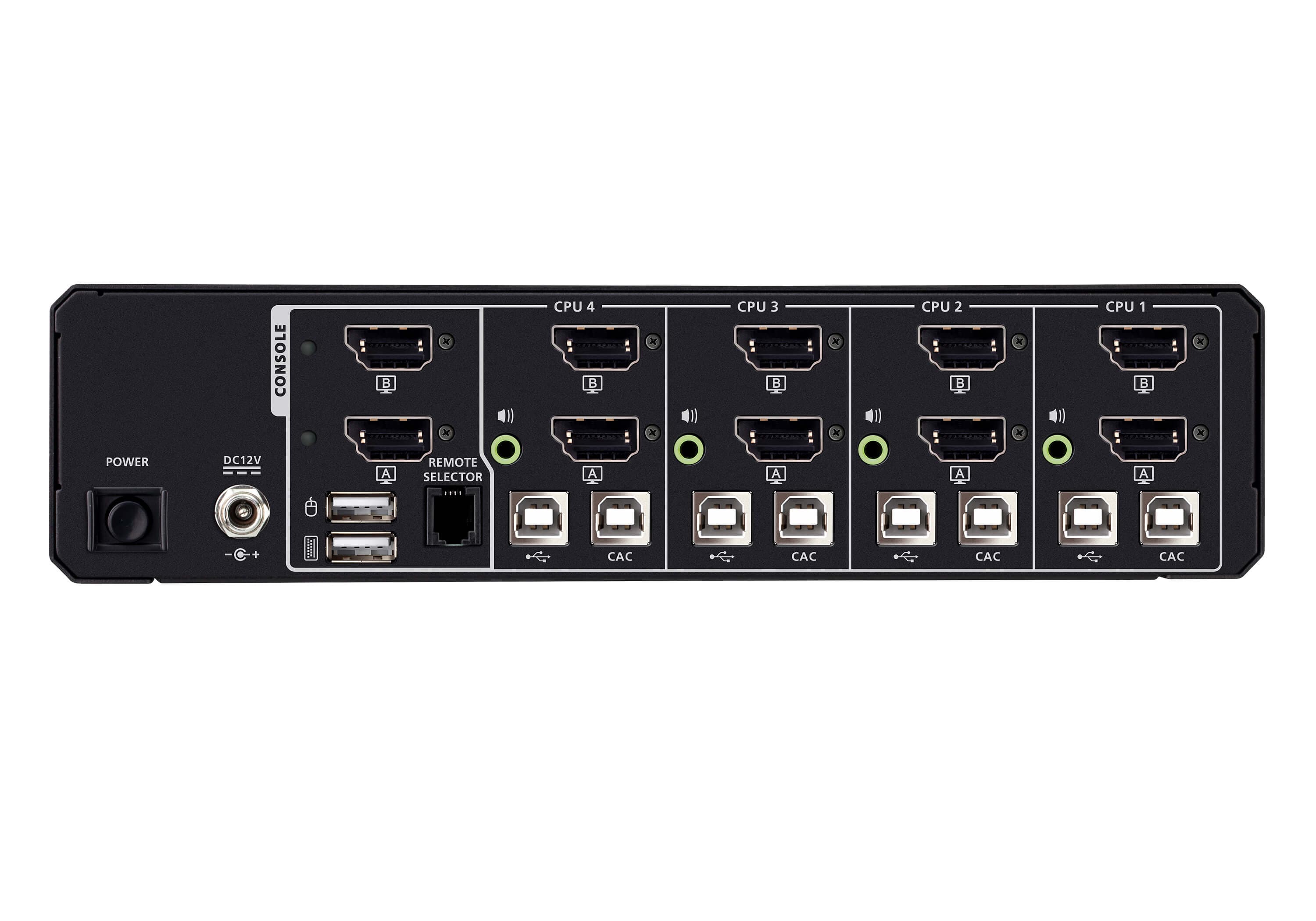 ATEN CS1144DPH4C 4-Port USB 5K DisplayPort/HDMI Dual Display Universal Secure KVM Switch with CAC (PSD PP v4.0 Compliant) — additional product view from ATEN (angle not stated by ATEN)