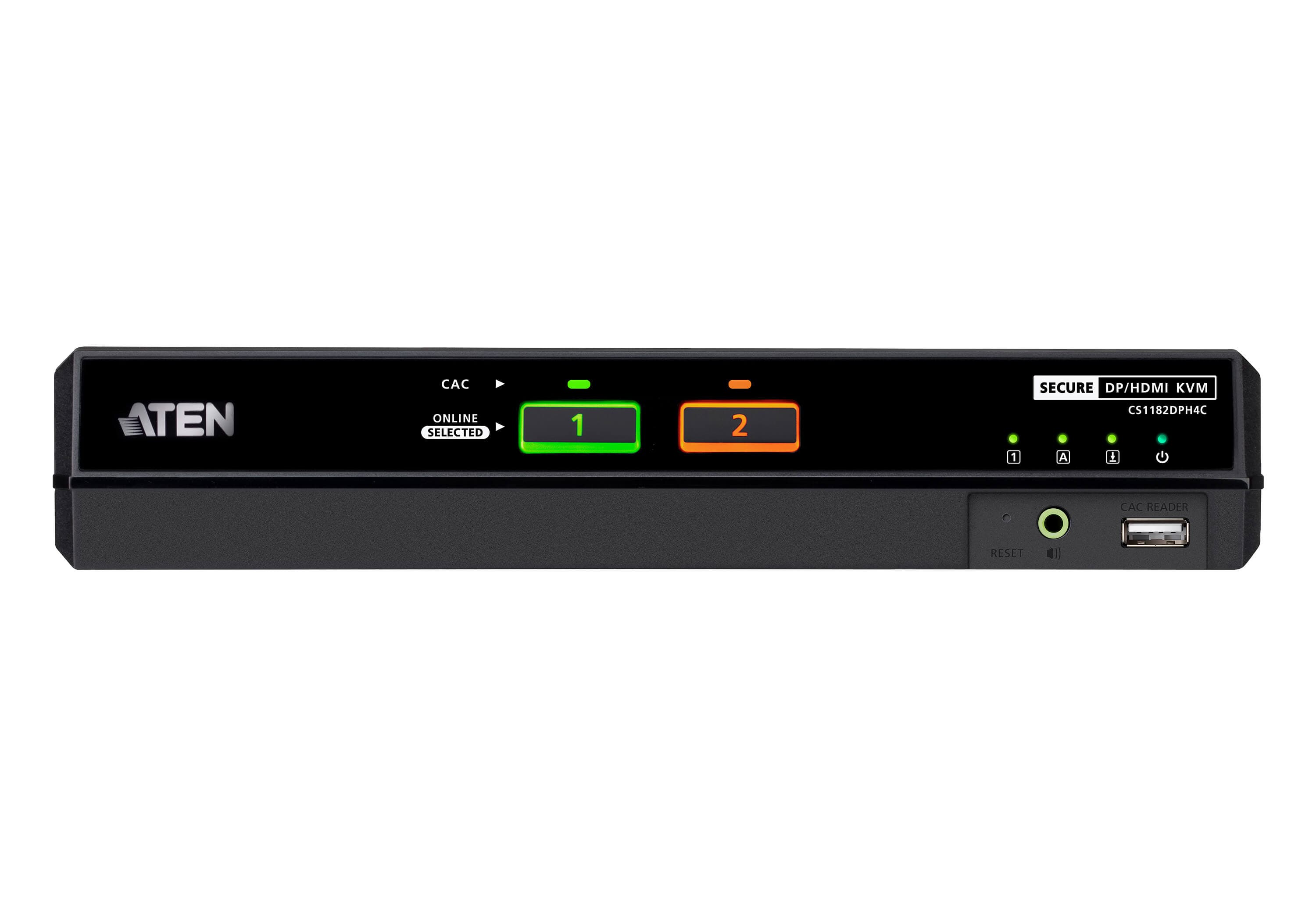 ATEN CS1182DPH4C 2-Port USB 5K DisplayPort/HDMI Universal Secure KVM Switch with CAC (PSD PP v4.0 Compliant) — additional product view from ATEN (angle not stated by ATEN)