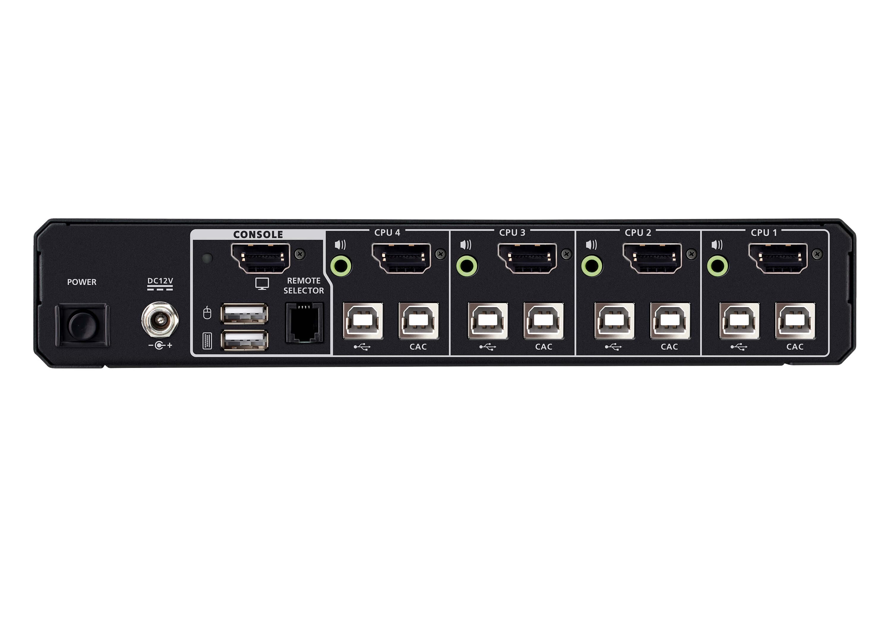 ATEN CS1184DPH4C 4-Port USB 5K DisplayPort/HDMI Universal Secure KVM Switch with CAC (PSD PP v4.0 Compliant) — additional product view from ATEN (angle not stated by ATEN)
