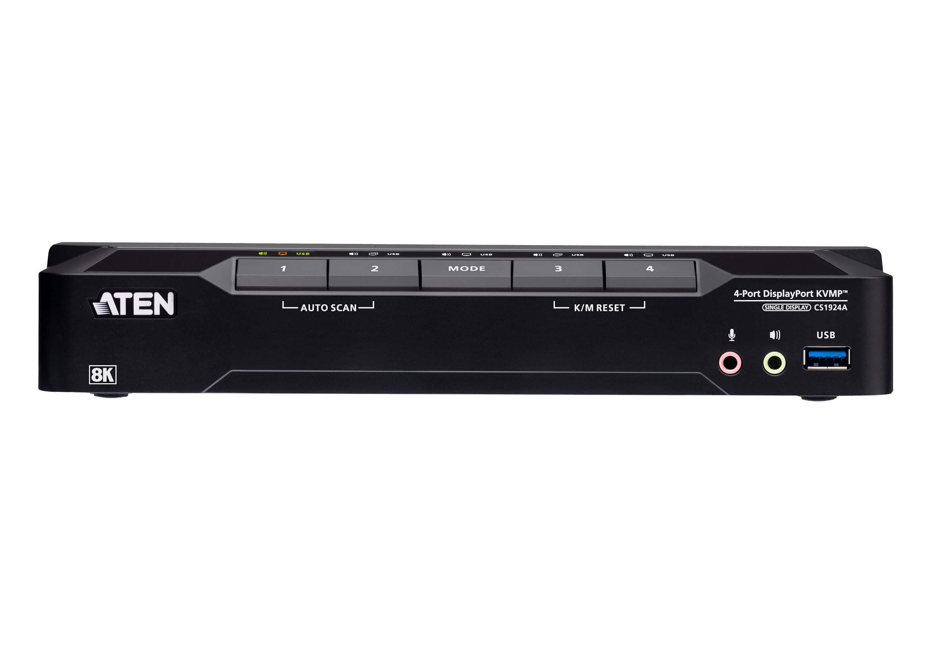 ATEN CS1924A 4-Port USB 3.0 8K DisplayPort KVMP™ Switch (Cables included) — additional product view from ATEN (angle not stated by ATEN)